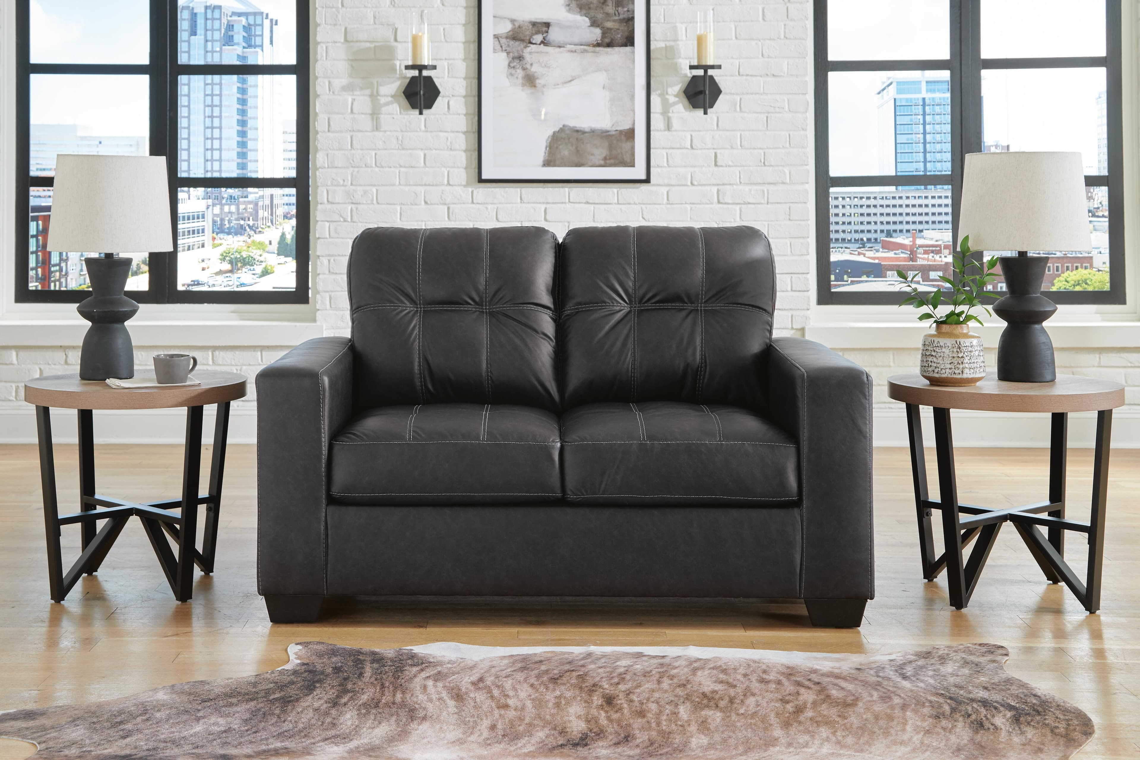 Barlin Mills Loveseat — Black/Gray — view 2