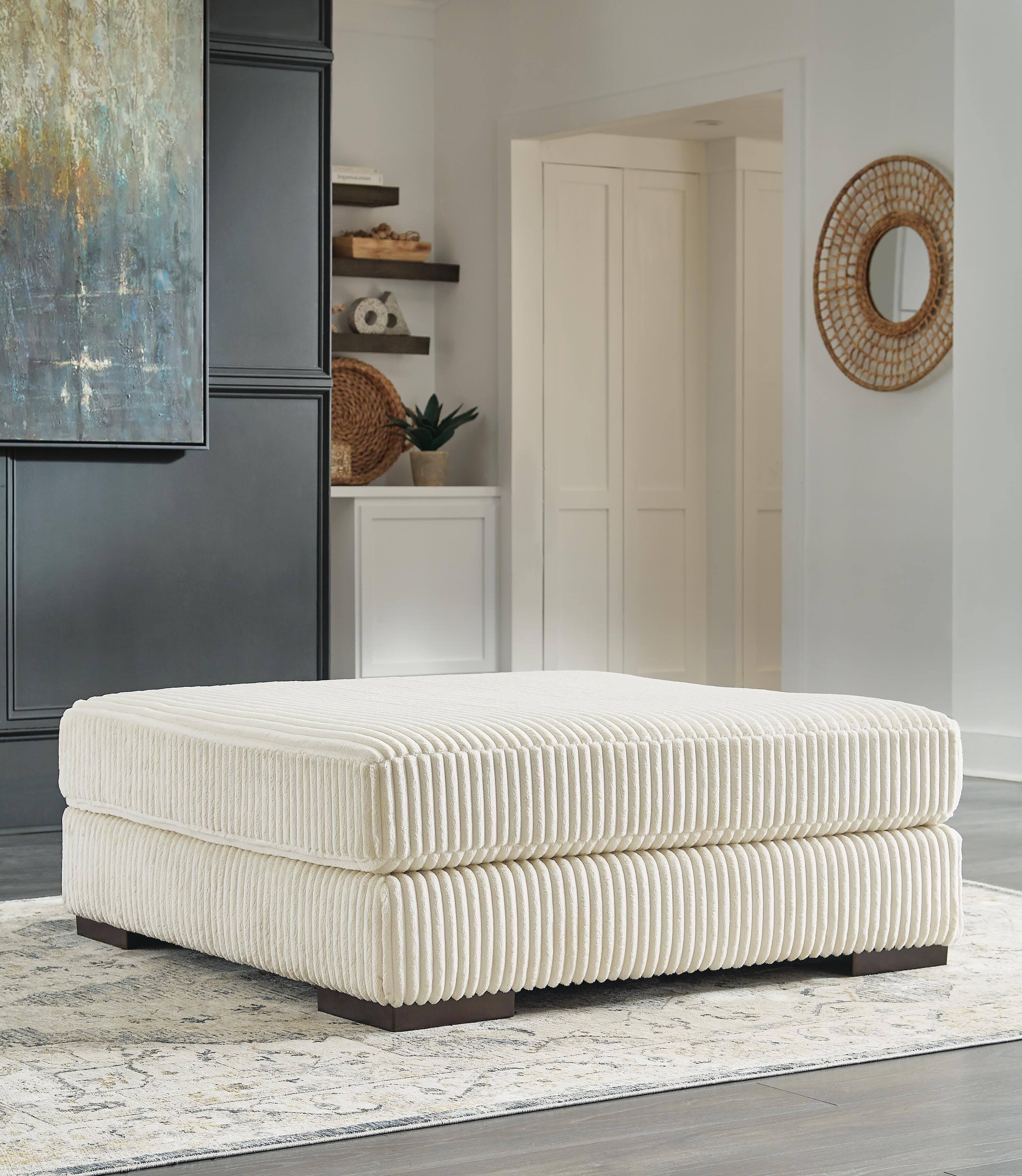 Lindyn Oversized Accent Ottoman — Brown/Beige — view 2