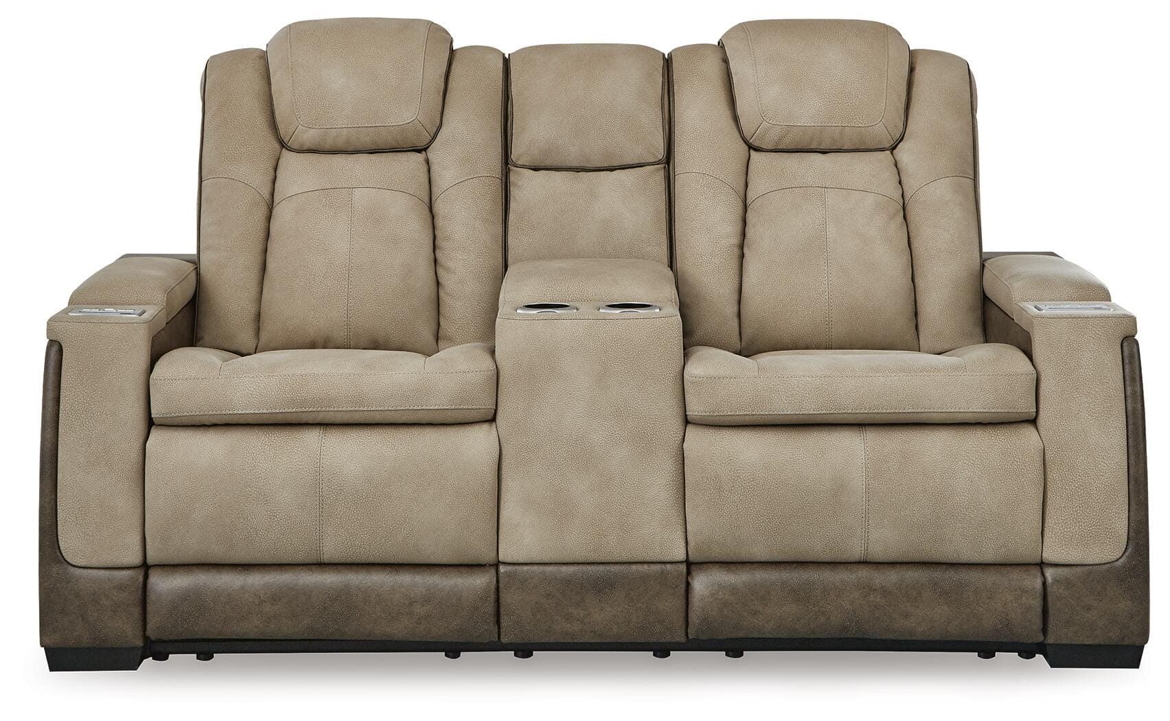 Next-Gen Durapella Power Reclining Loveseat with Console — Brown/Beige — view 3