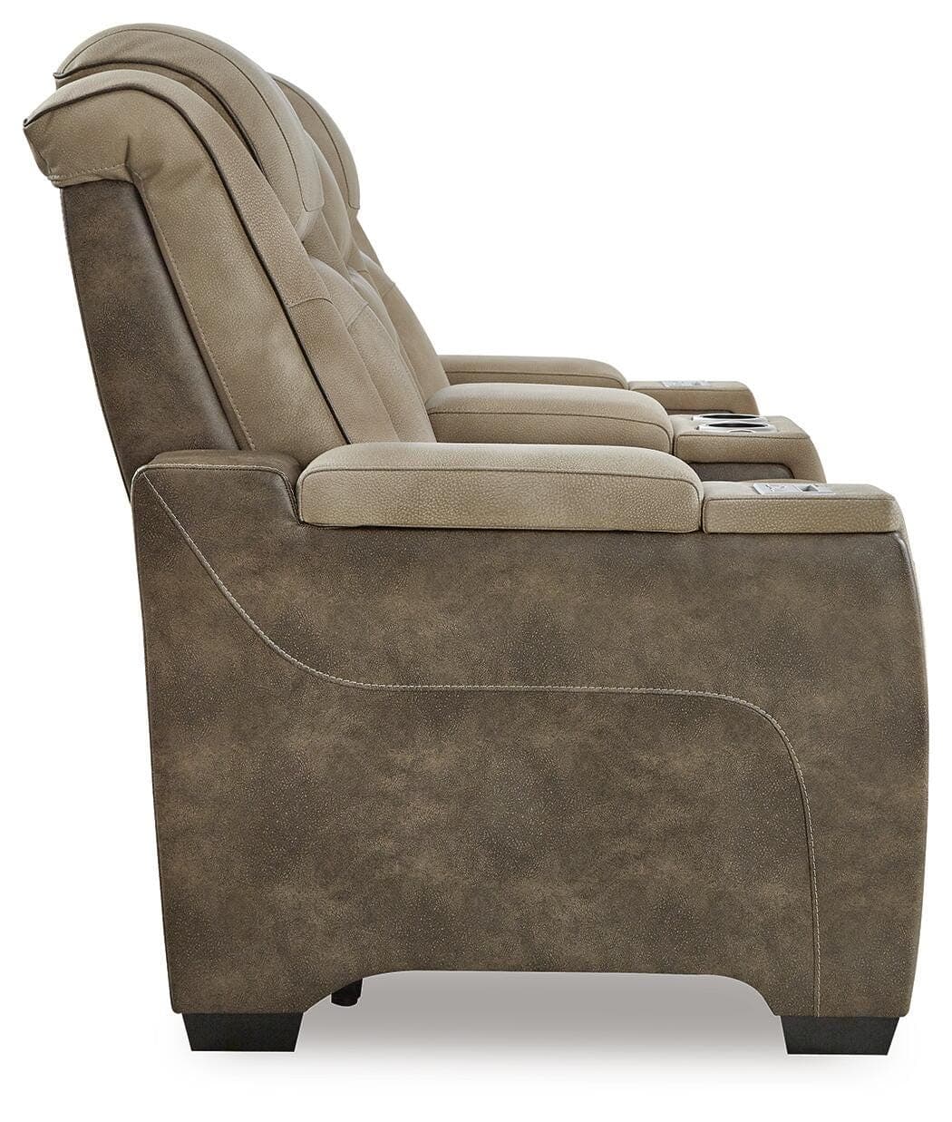 Next-Gen Durapella Power Reclining Loveseat with Console — Brown/Beige — view 5