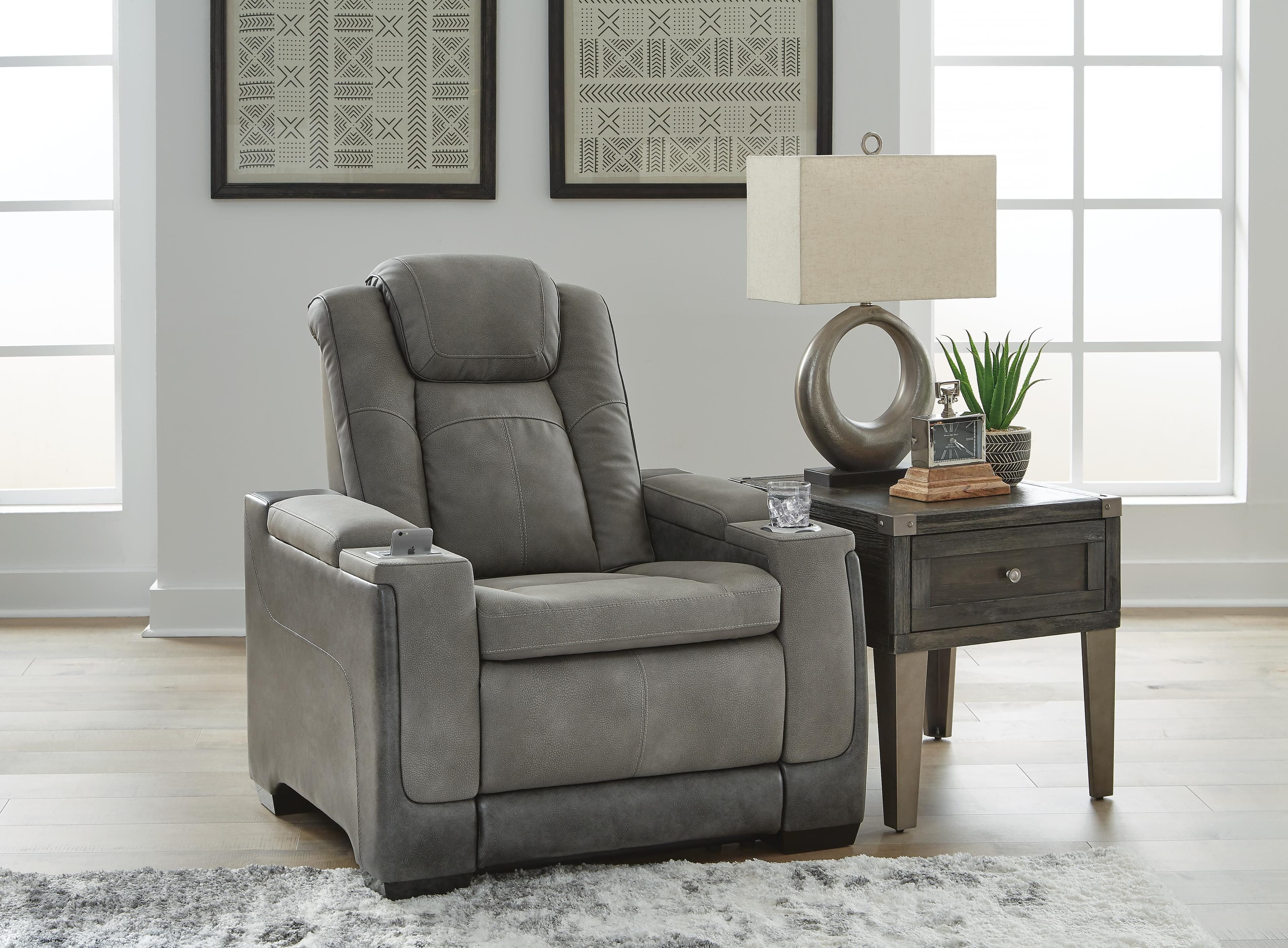 Next-Gen Durapella Power Recliner — Black/Gray — view 2