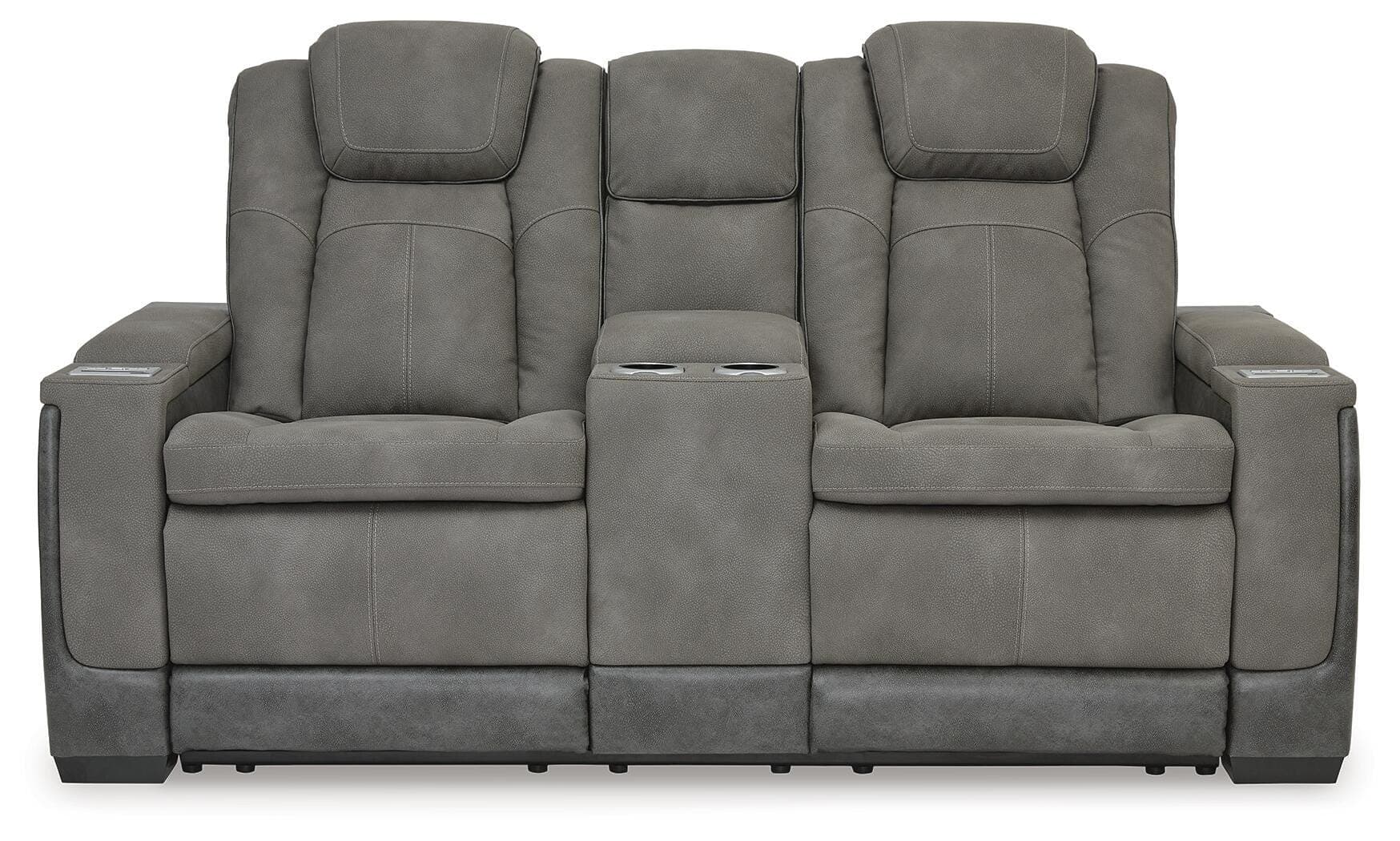 Next-Gen Durapella Power Reclining Loveseat with Console — Black/Gray — view 3