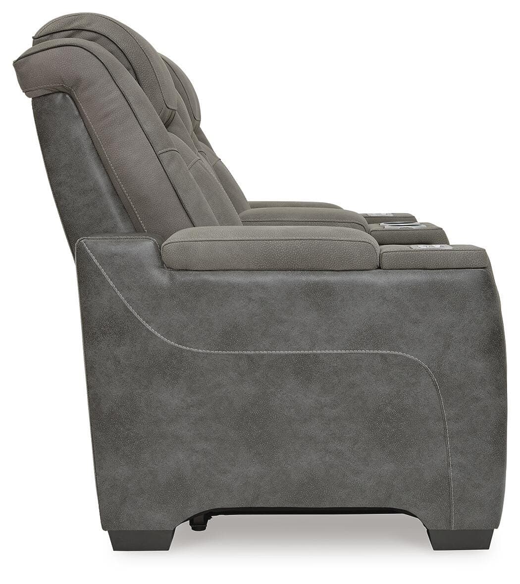 Next-Gen Durapella Power Reclining Loveseat with Console — Black/Gray — view 4