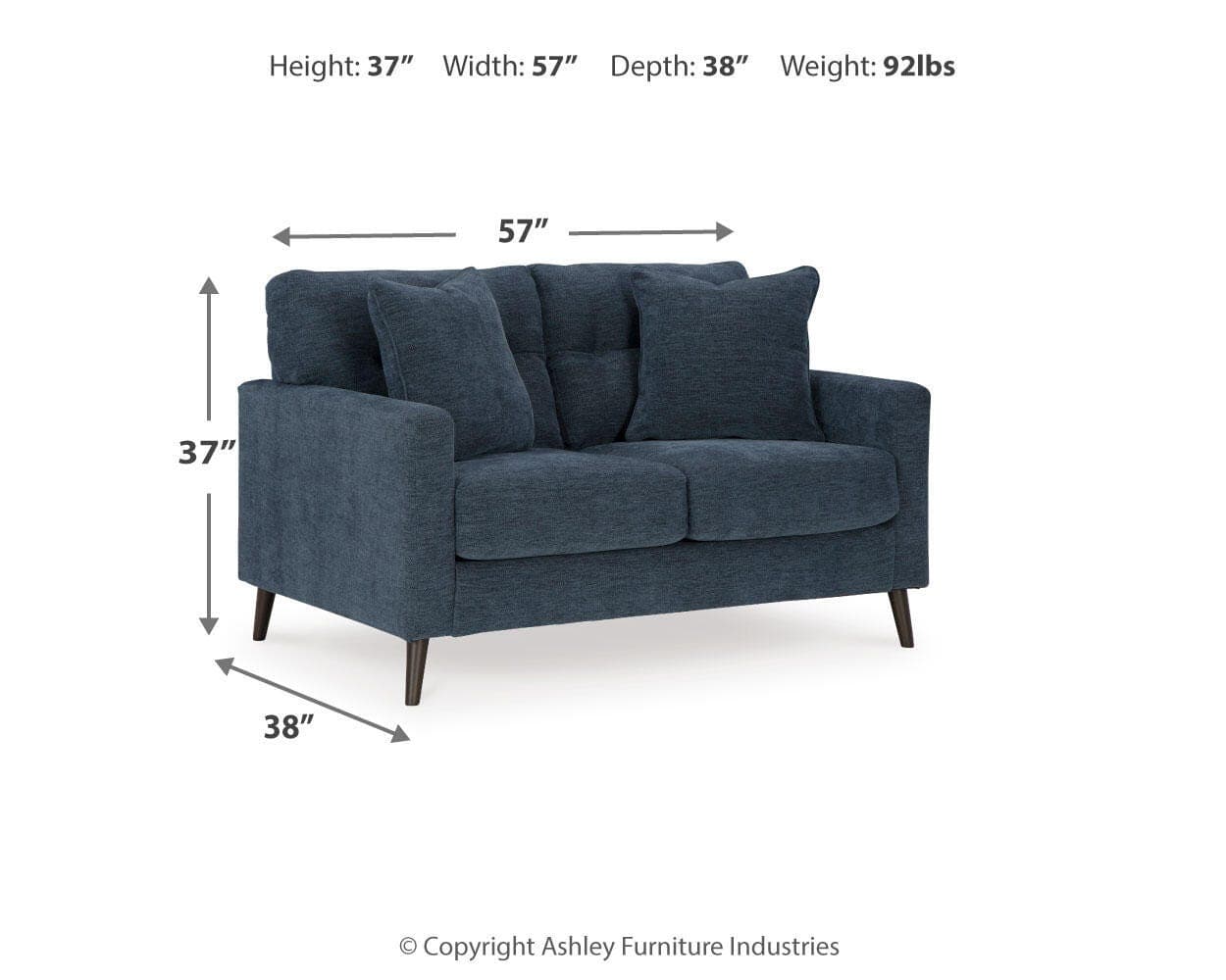 Bixler Loveseat — Blue — view 4
