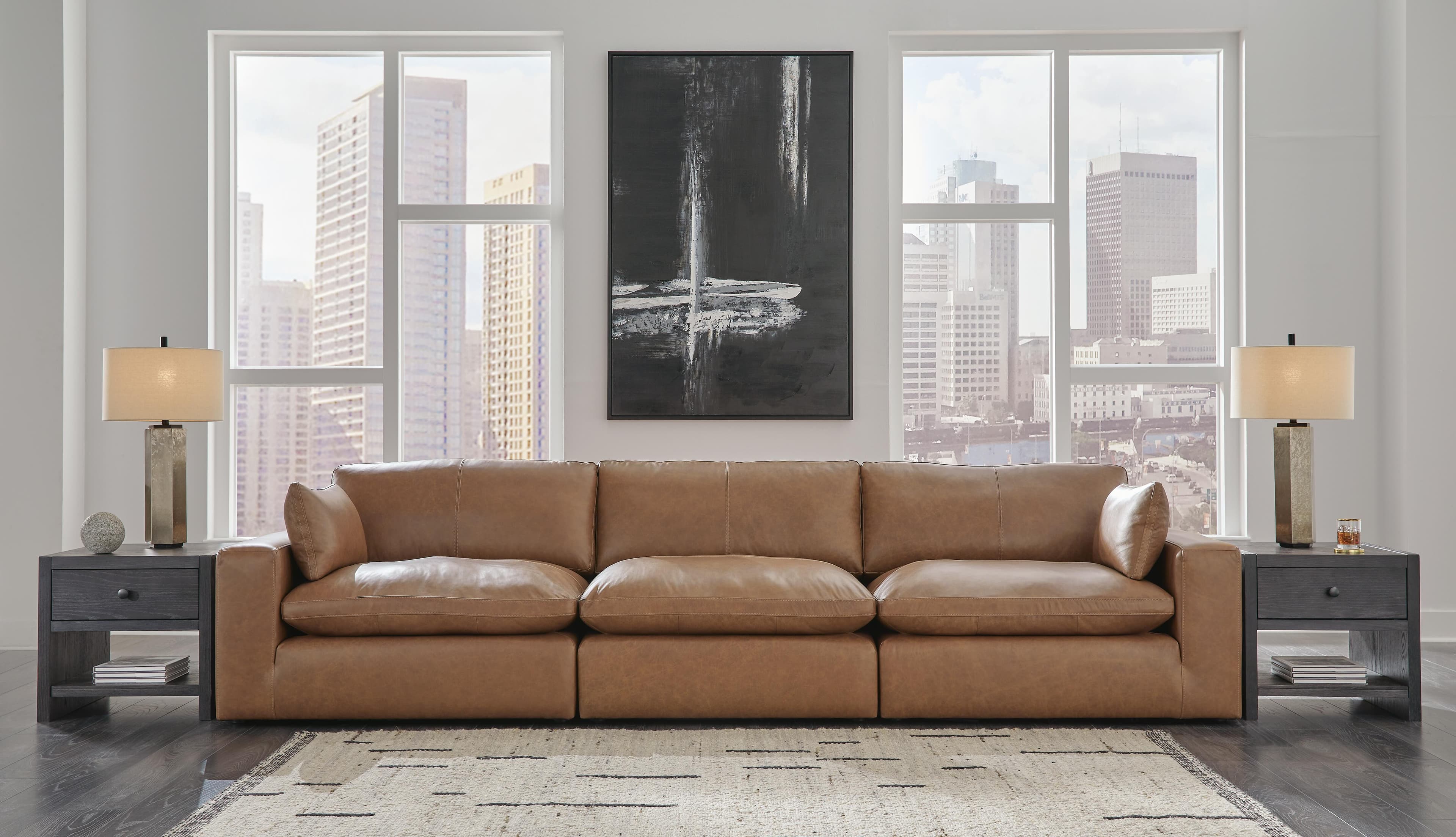Emilia 3-Piece Sectional Sofa — Brown/Beige — view 2