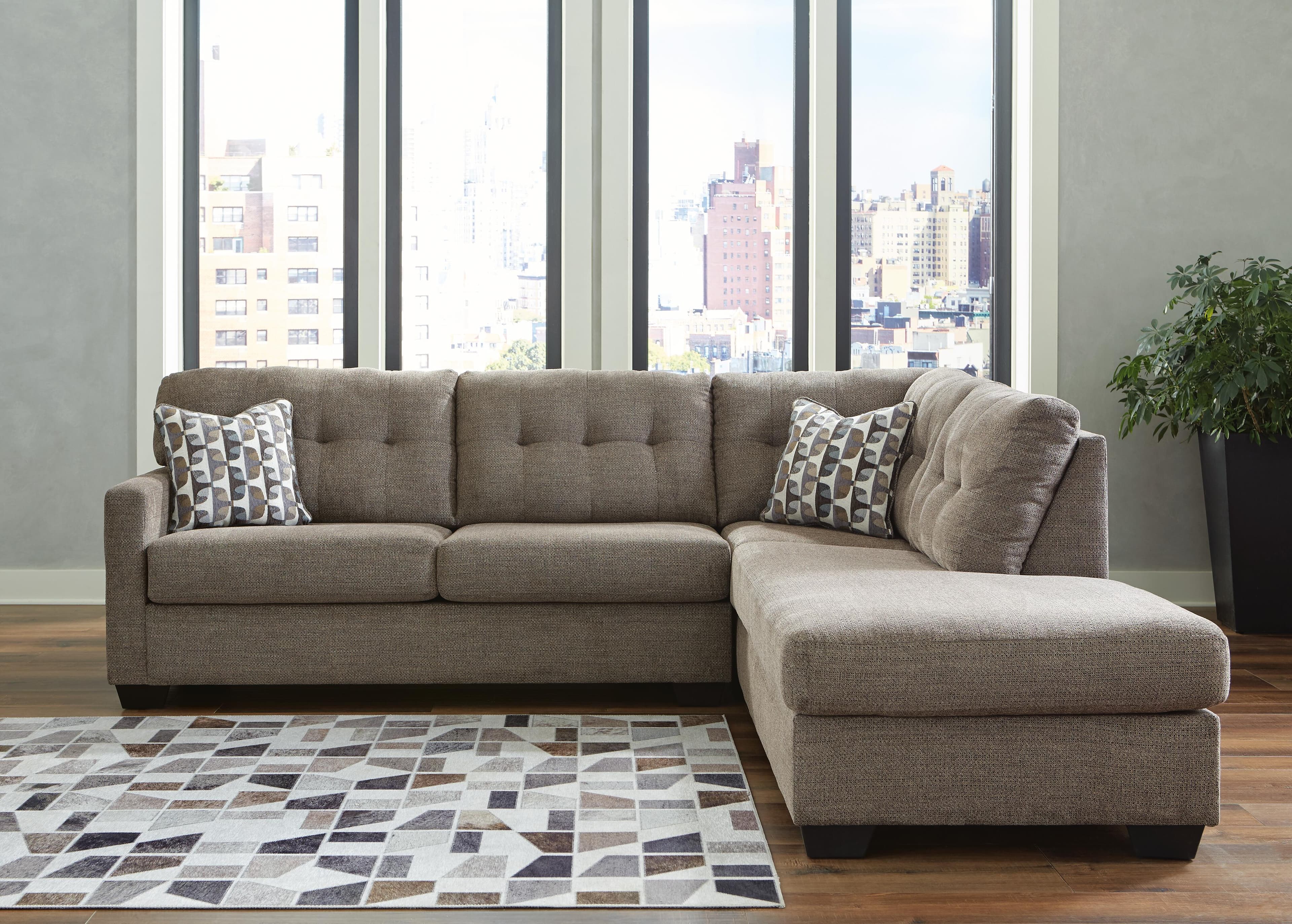 Mahoney 2-Piece Sleeper Sectional with Chaise — Brown/Beige — view 4