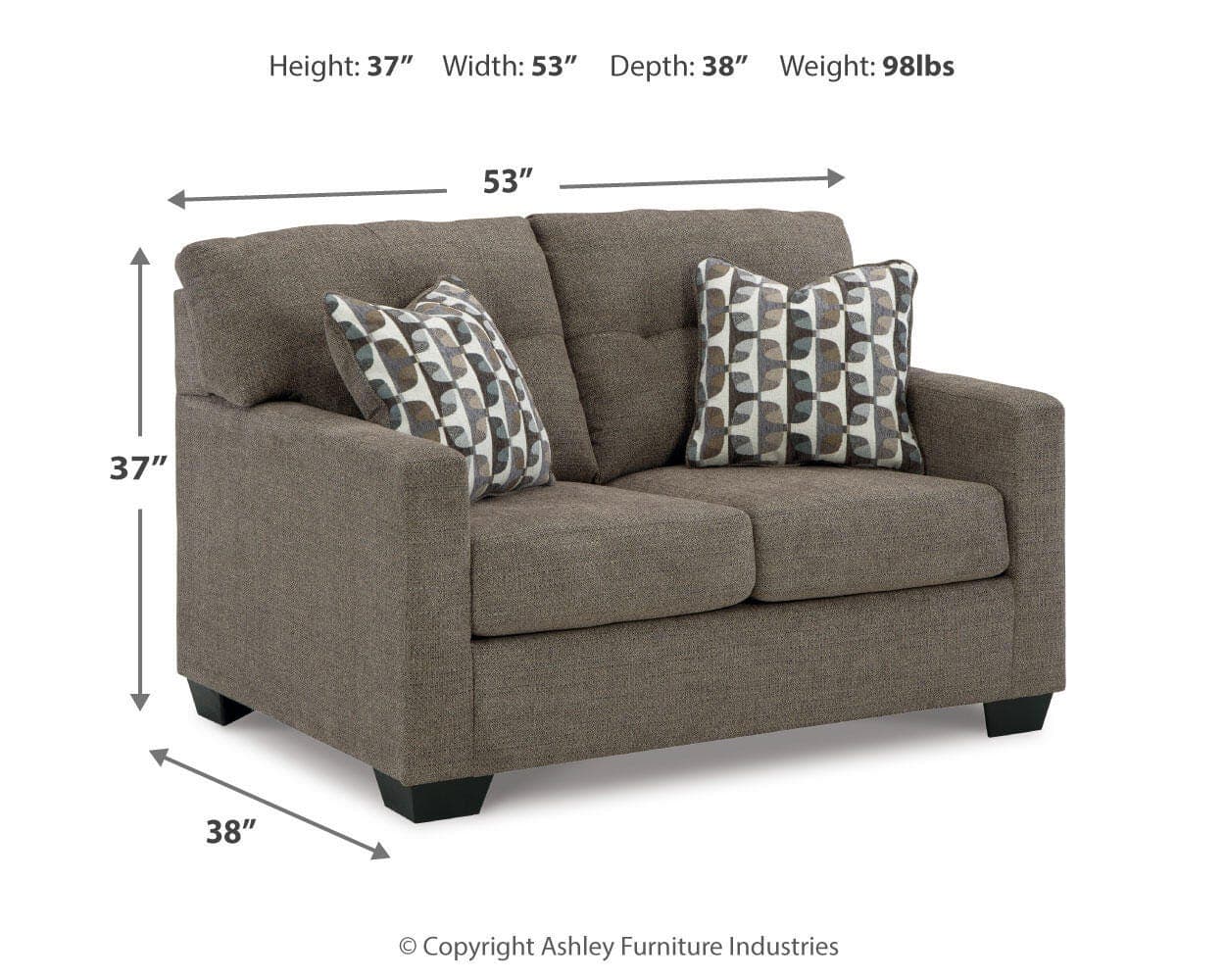 Mahoney Loveseat — Brown/Beige — view 6