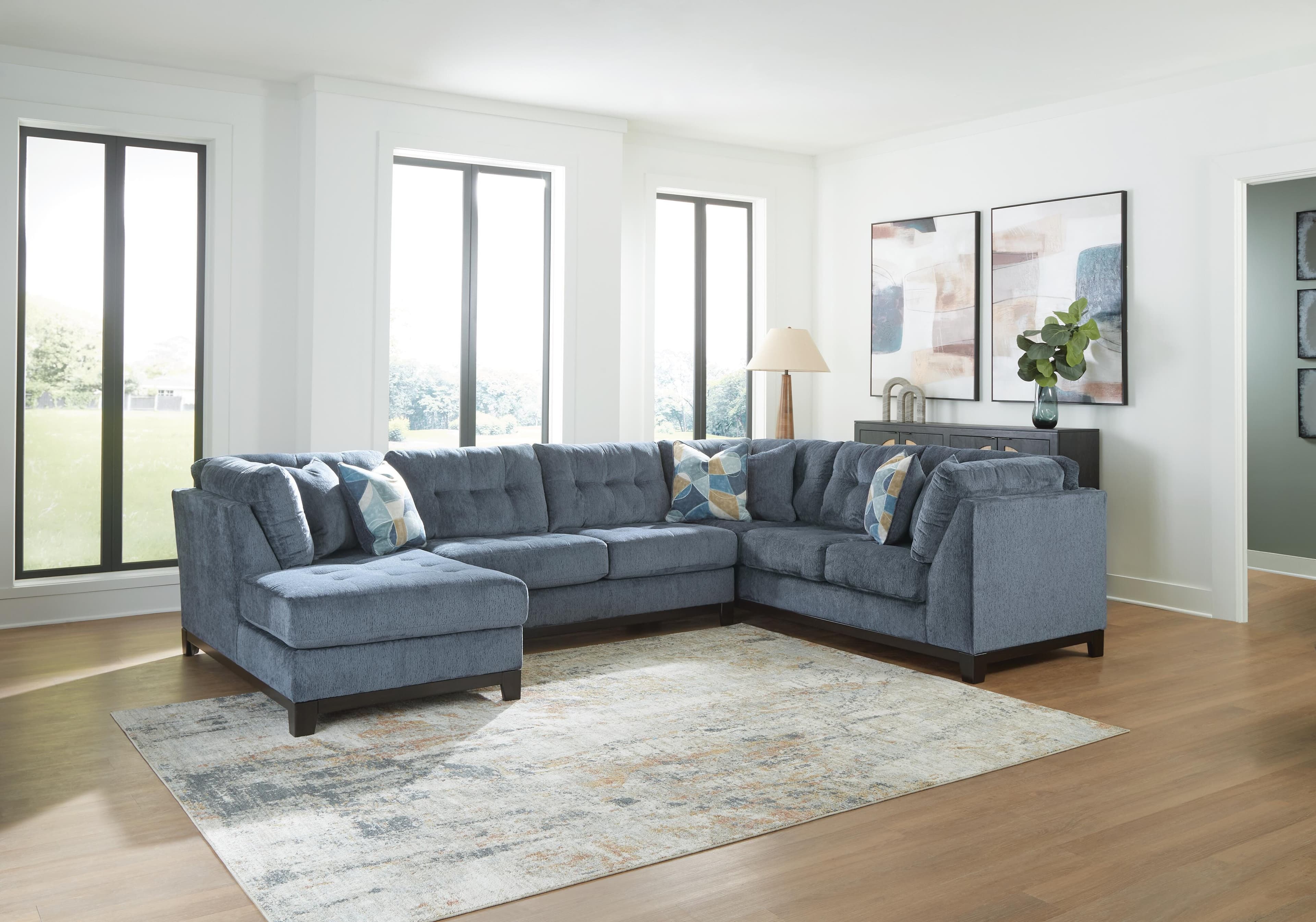 Maxon Place 3-Piece Sectional with Chaise — Blue — view 2