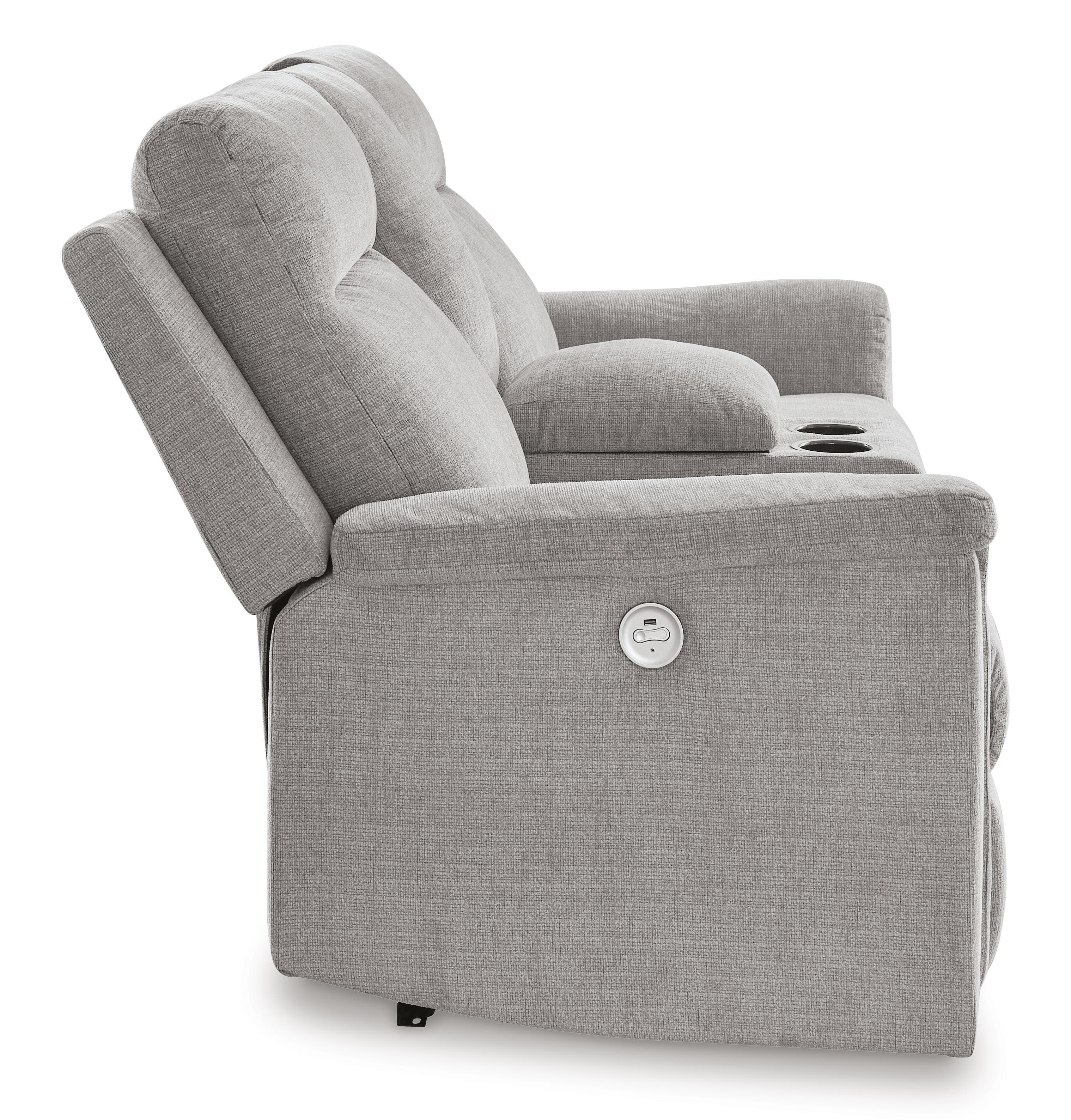 Barnsana Power Reclining Loveseat with Console — Black/Gray — view 6
