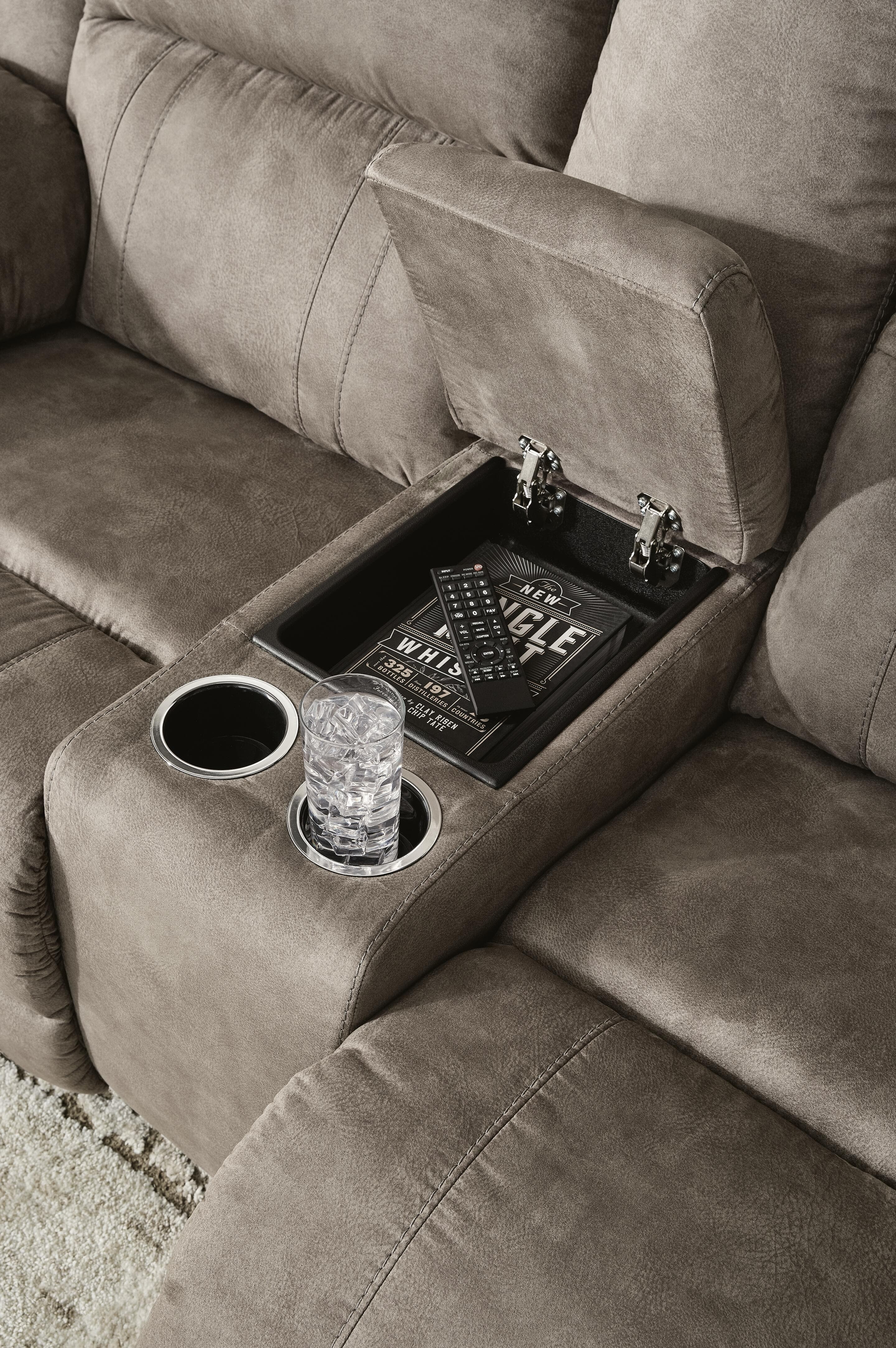Laresview Reclining Loveseat with Console — Black/Gray — view 7