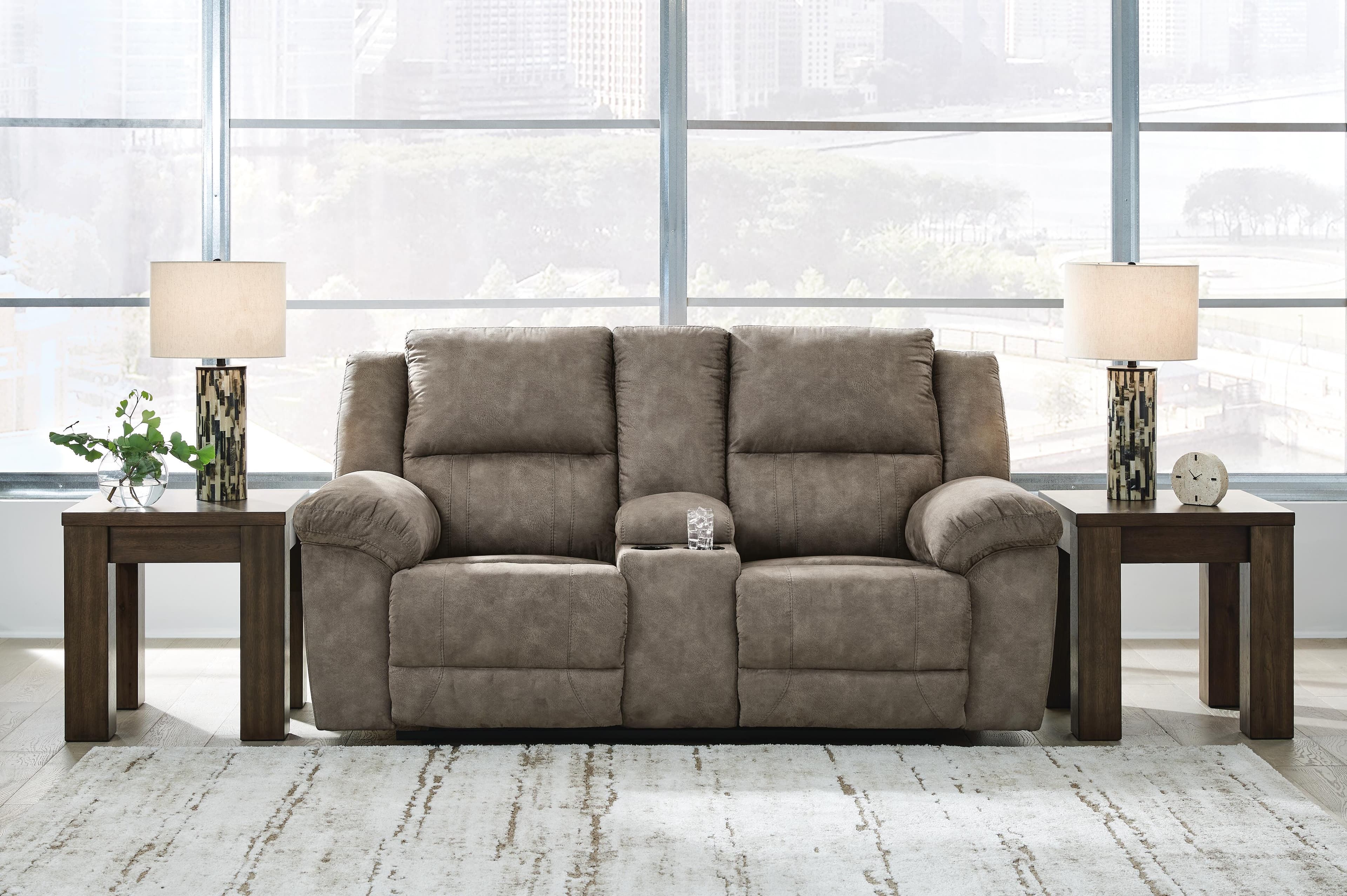 Laresview Reclining Loveseat with Console — Black/Gray — view 2