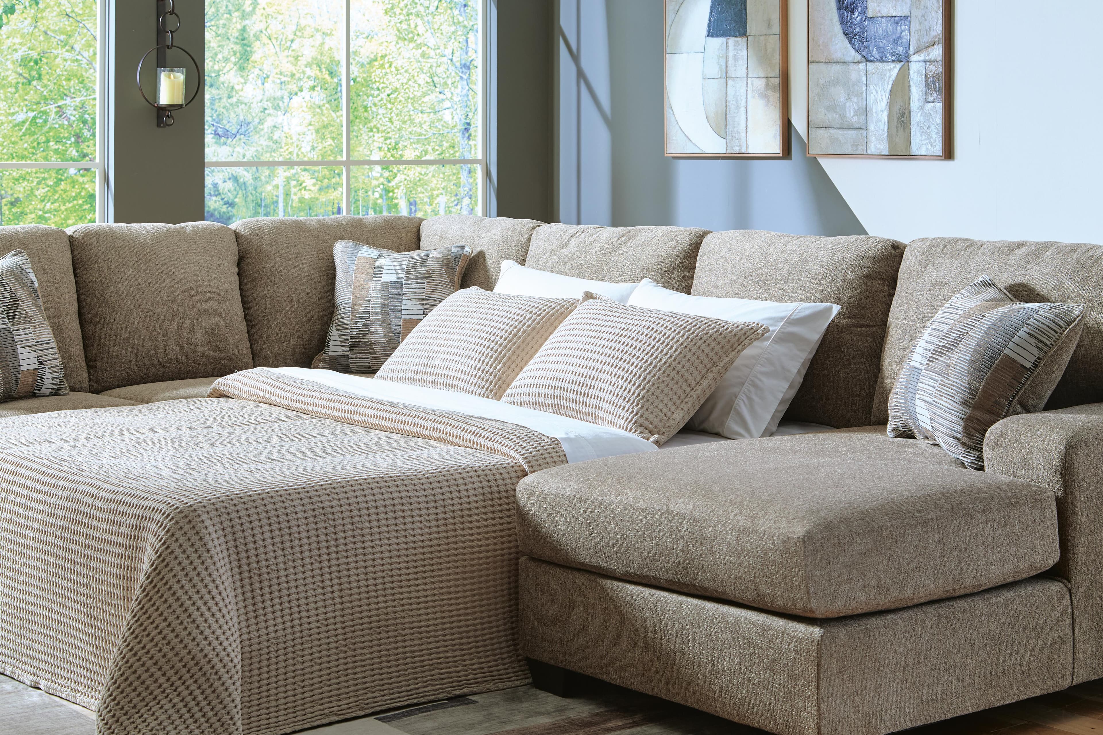 Newellen 3-Piece Sleeper Sectional with Chaise — Hemp — view 3