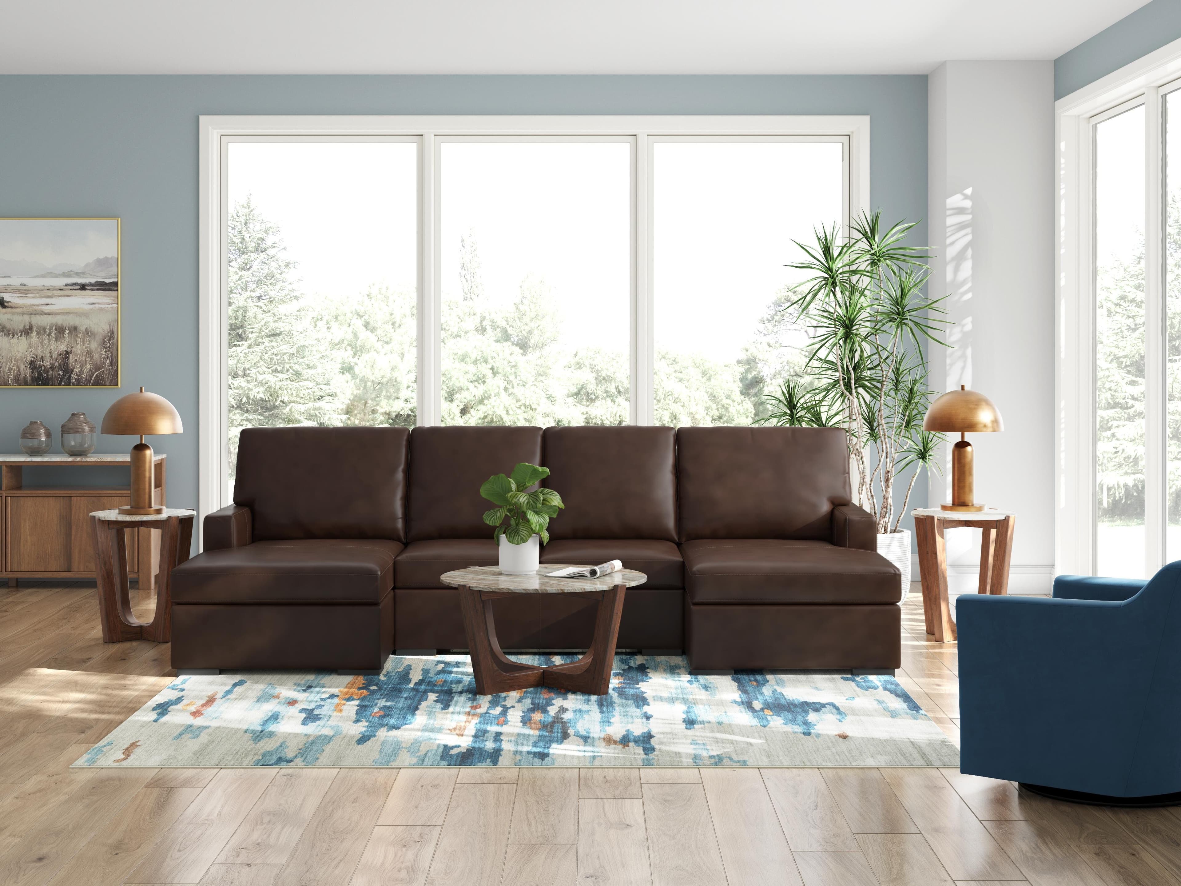 Modern Day 3-Piece Sectional with Double Chaise — Brown/Beige — view 3