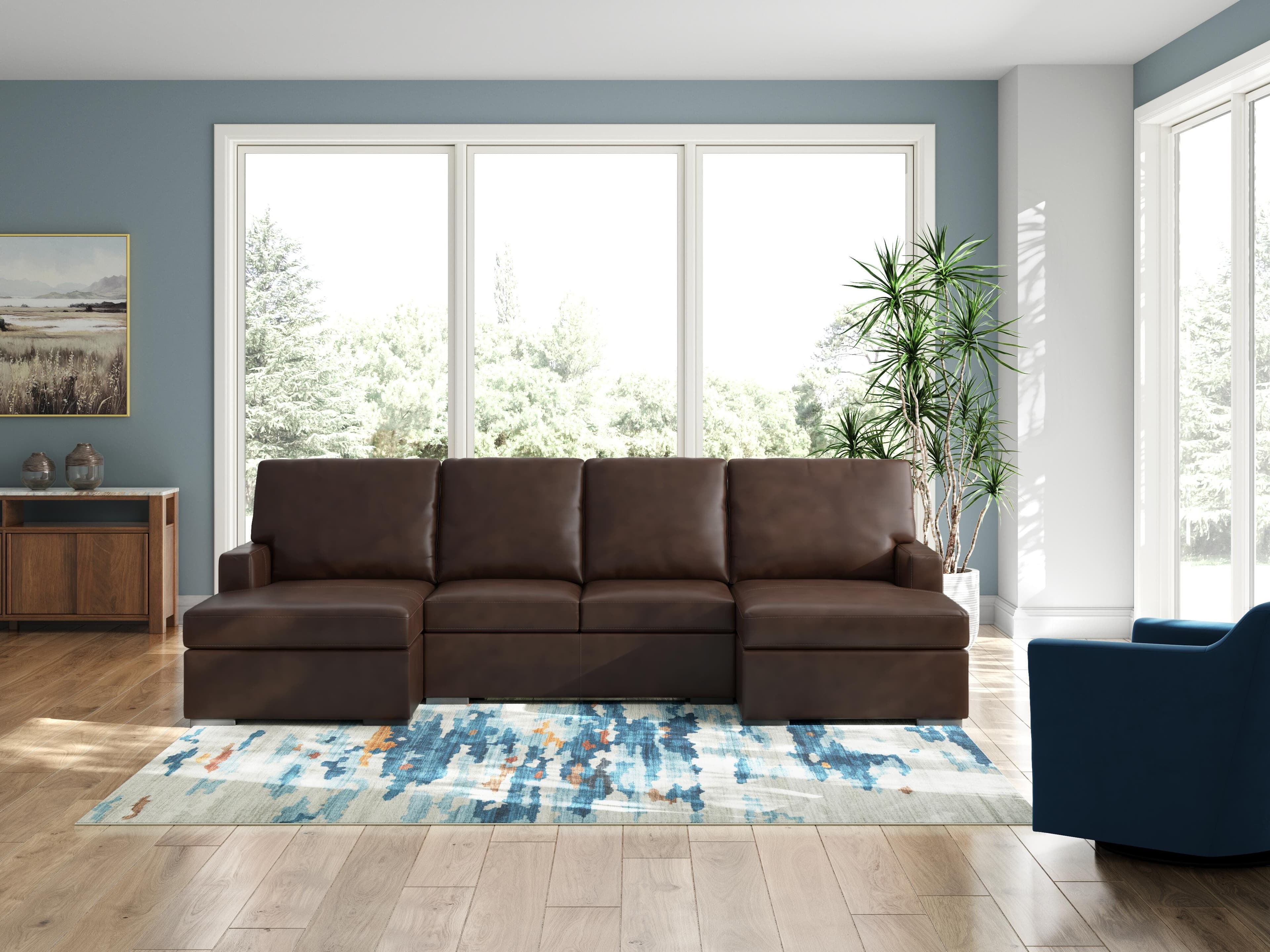 Modern Day 3-Piece Sectional with Double Chaise — Brown/Beige — view 2