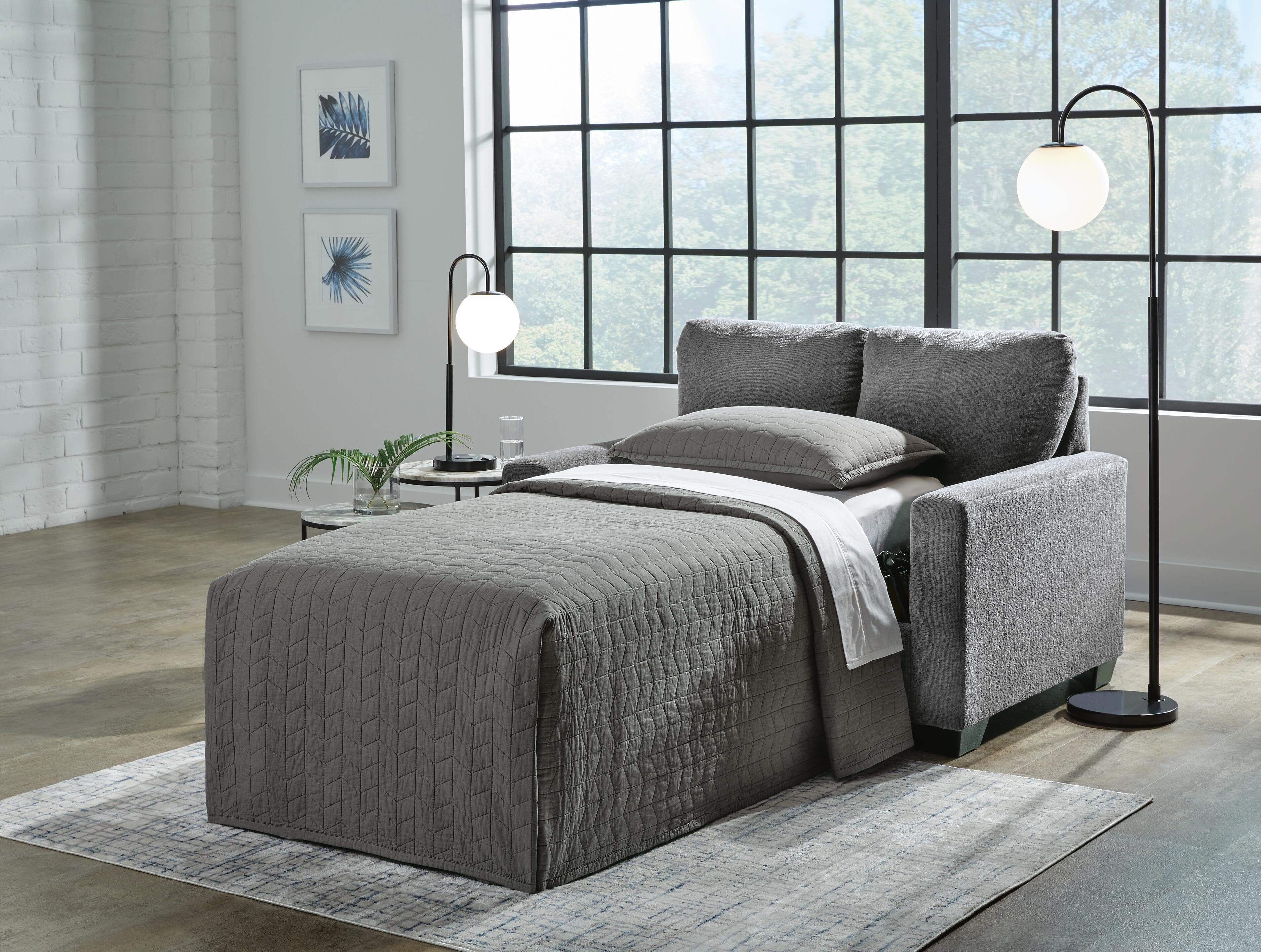 Rannis Twin Sofa Sleeper — Black/Gray — view 7