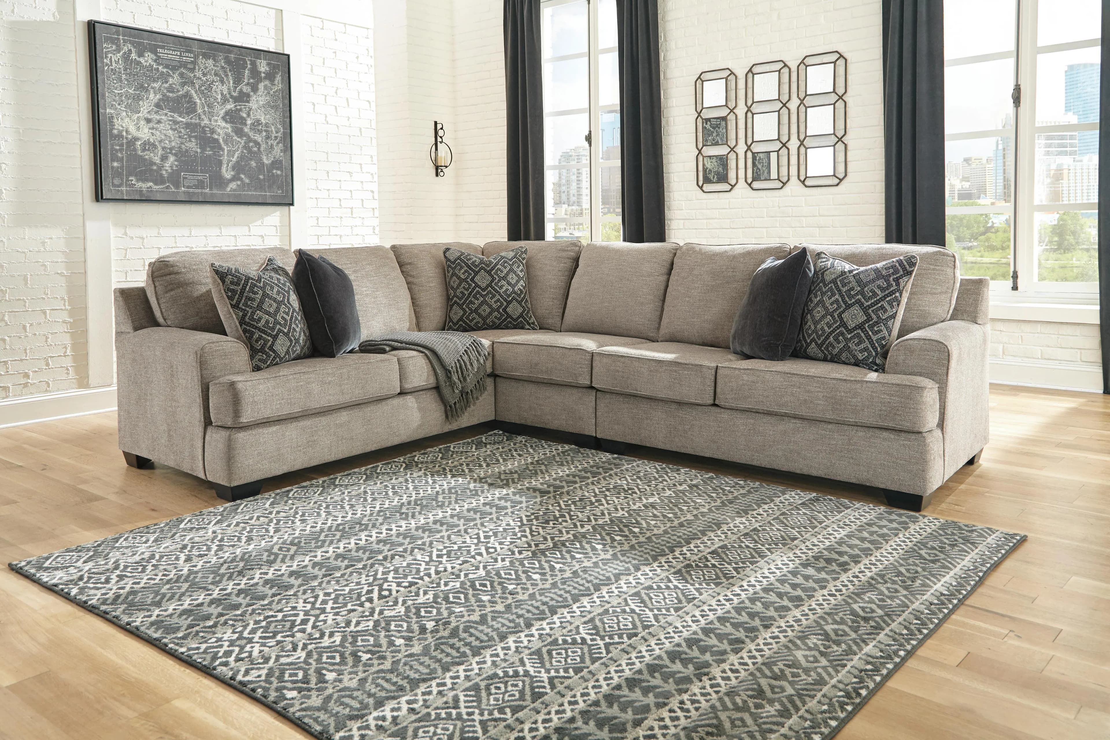 Bovarian 3-Piece Sectional — Black/Gray