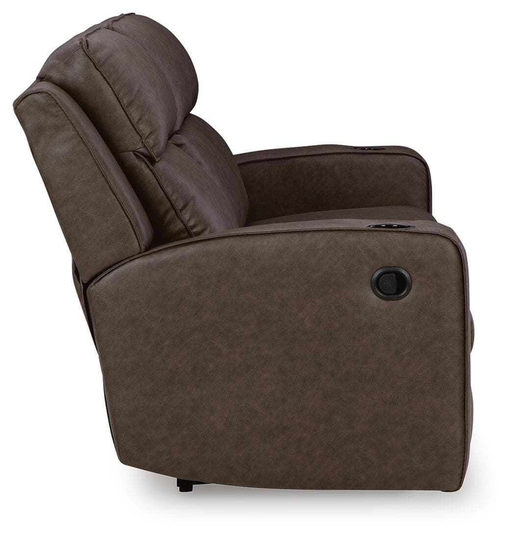 Lavenhorne Reclining Sofa with Drop Down Table — Black/Gray — view 5
