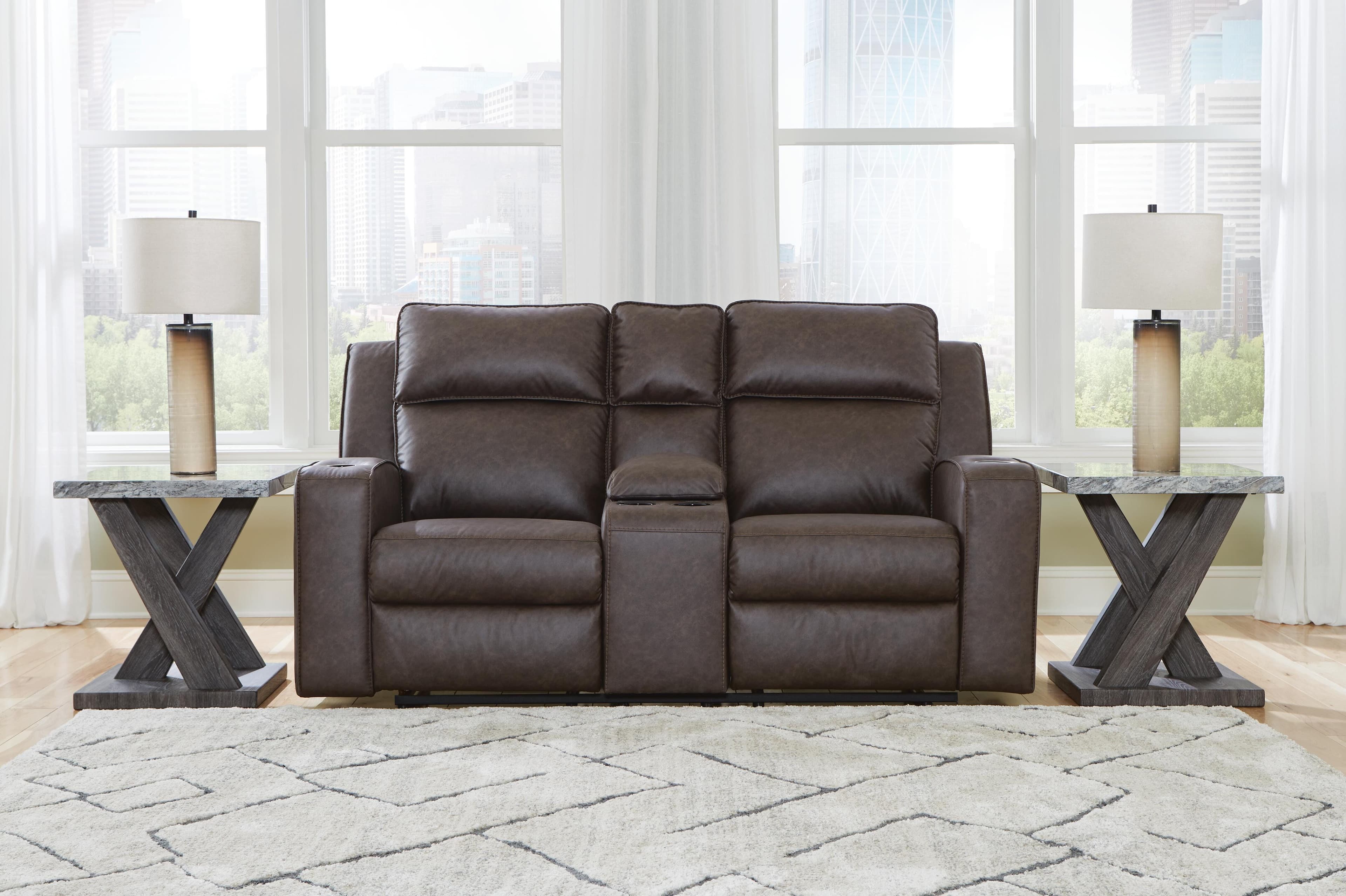 Lavenhorne Reclining Loveseat with Console — Black/Gray — view 2