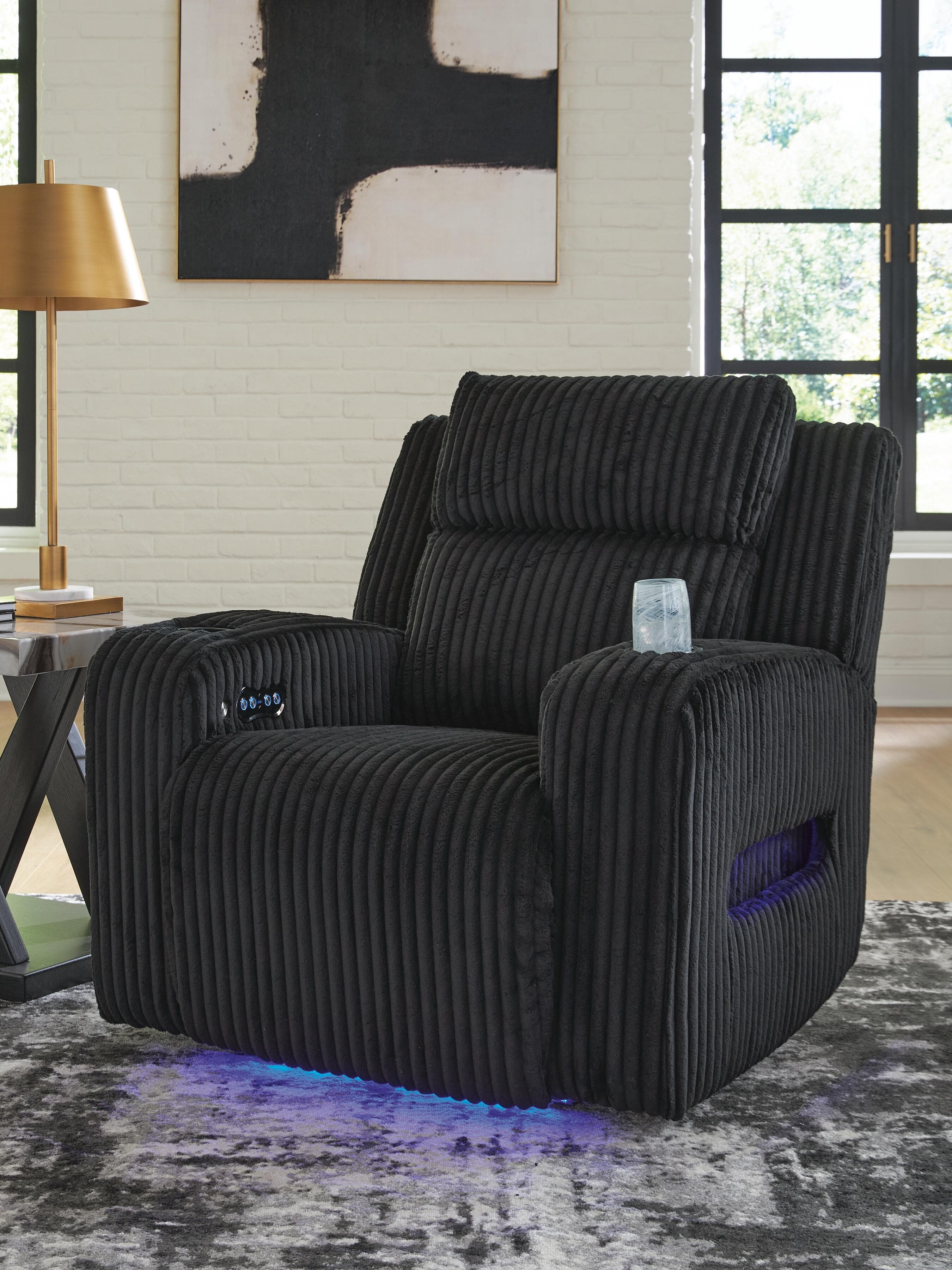 TwinBrooke Power Recliner — Black/Gray — view 2