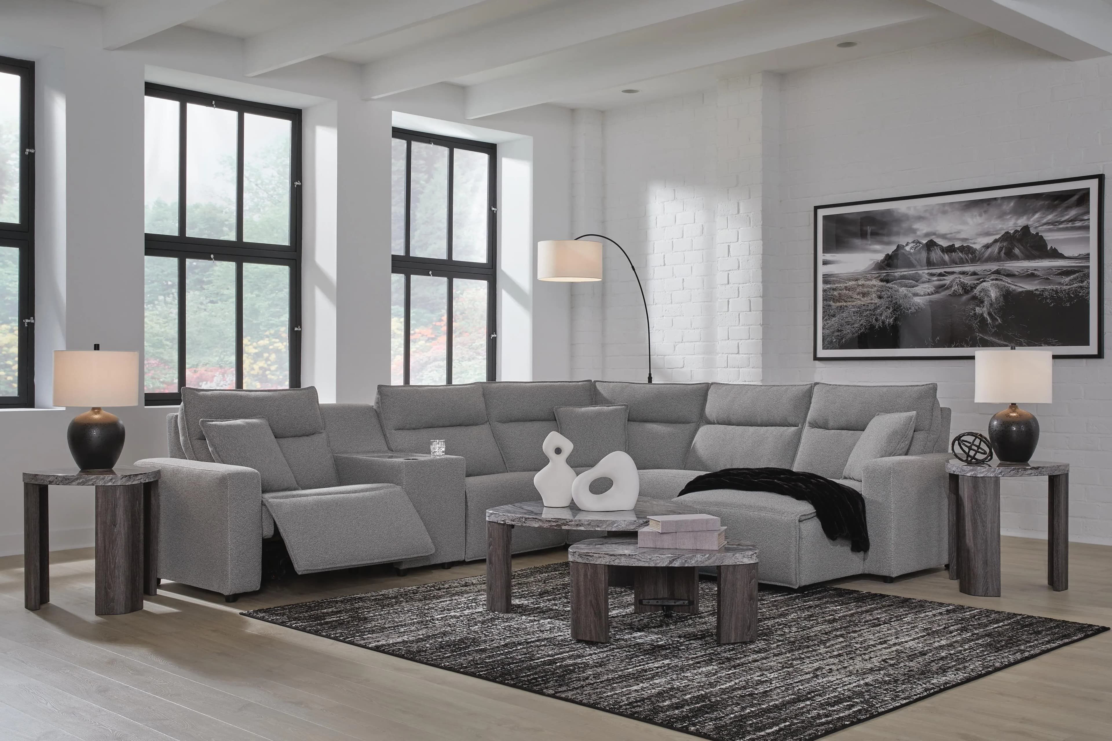 Modmax II 6-Piece Power Reclining Sectional with Chaise and Console — Black/Gray — view 3