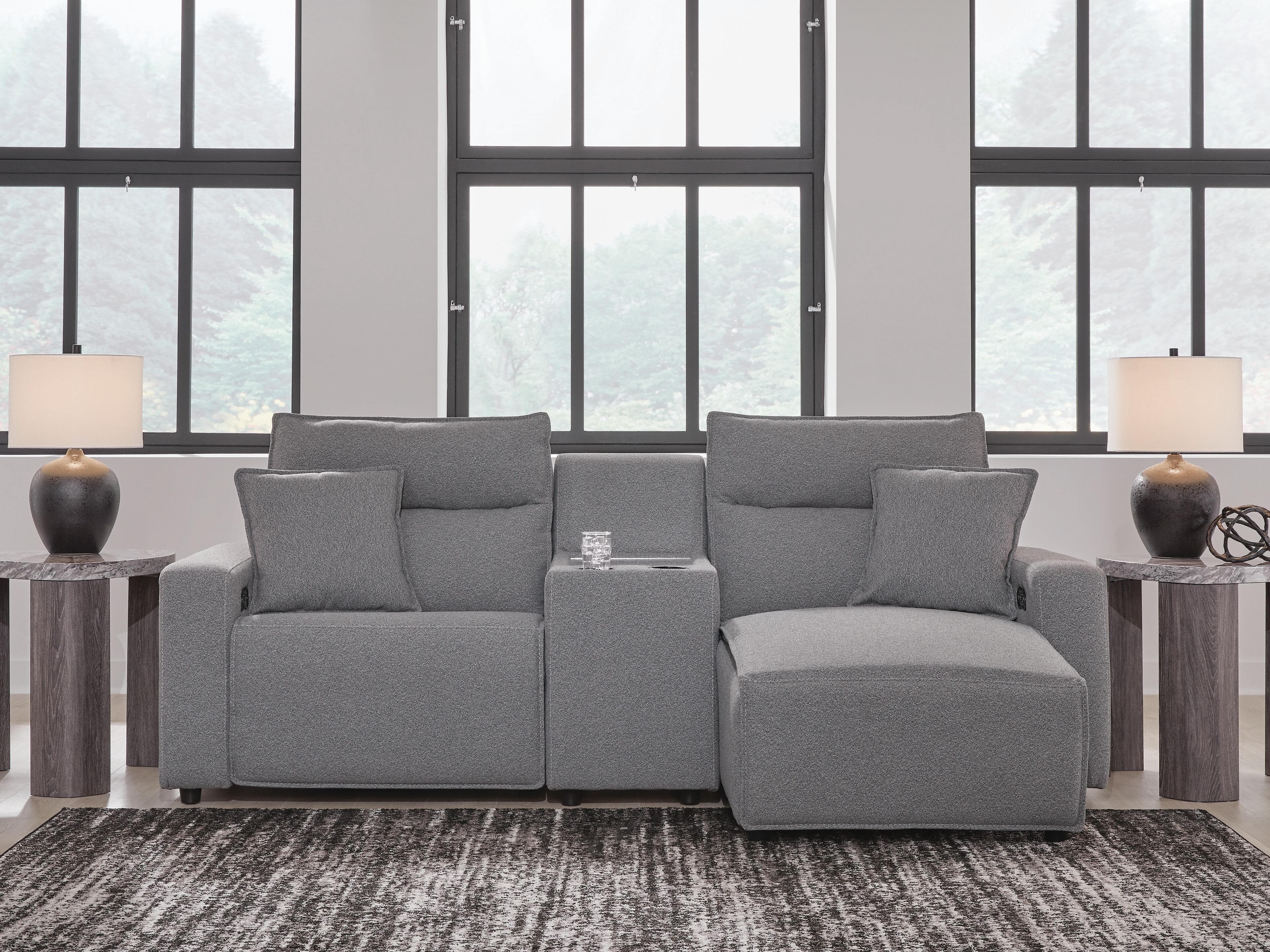 Modmax II 3-Piece Power Reclining Sectional with Chaise and Console — Black/Gray — view 2