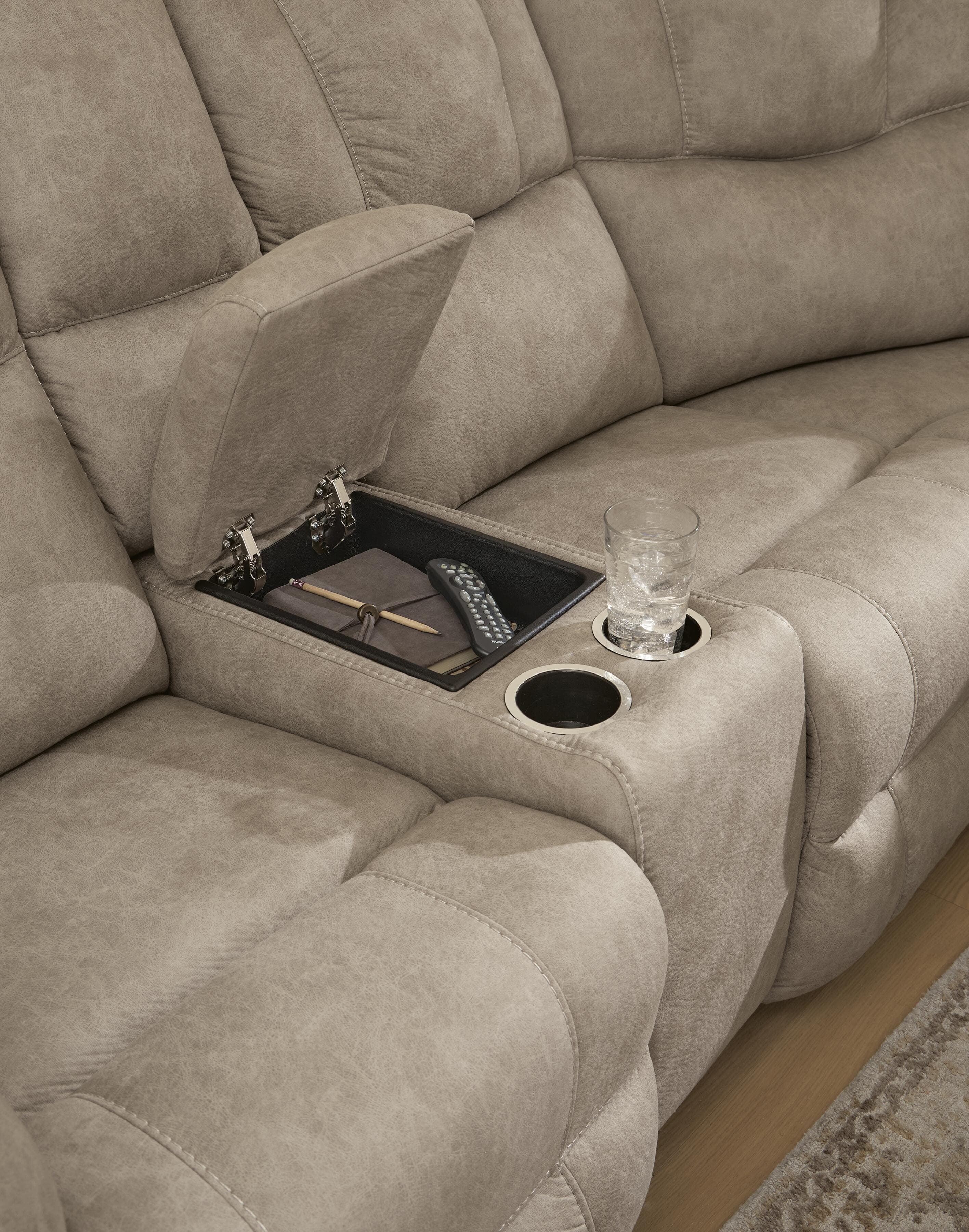 Ravenswaye 3-Piece Reclining Sectional with Double Console — Birch — view 3
