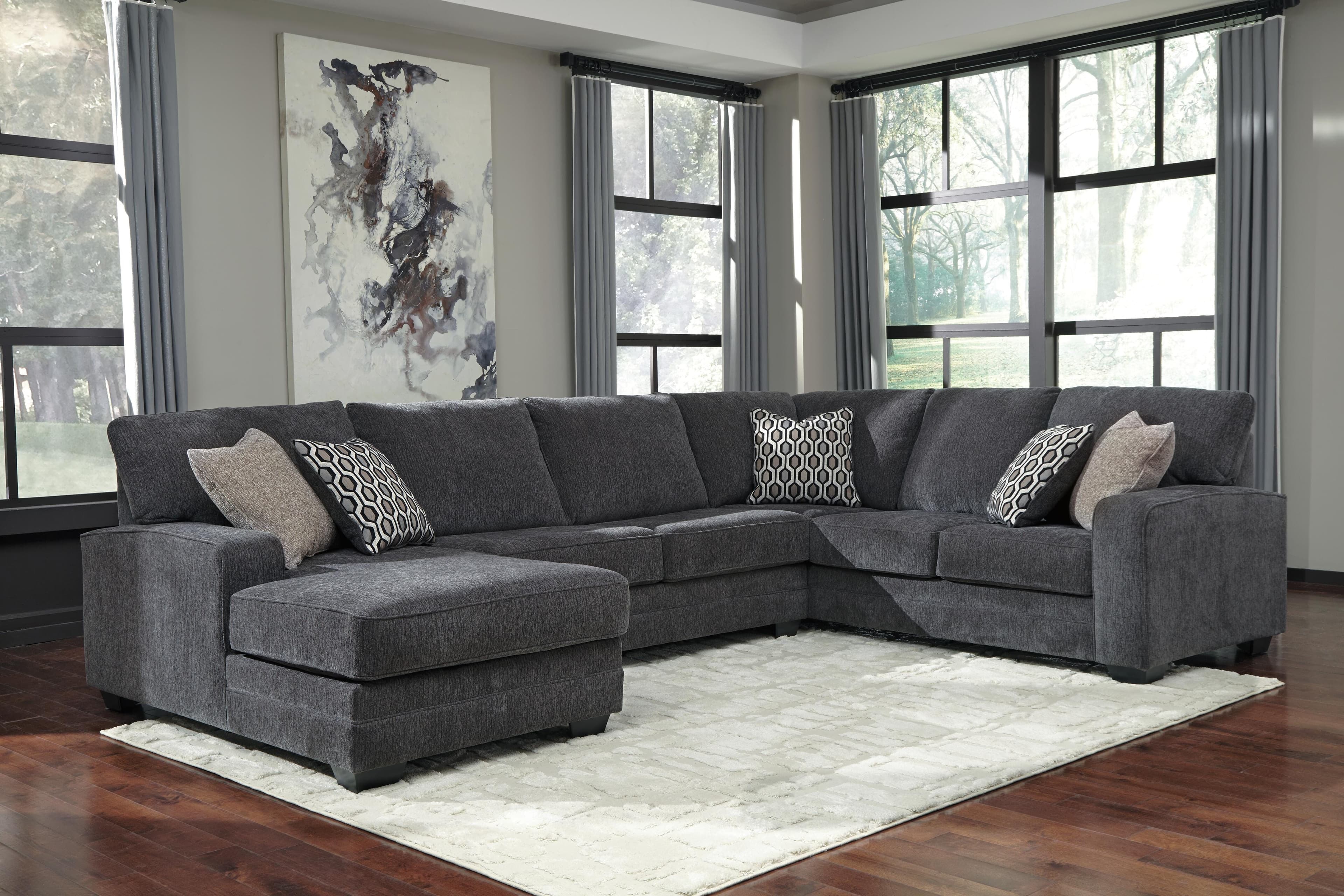 Tracling 3-Piece Sectional with Chaise — Black/Gray — view 2
