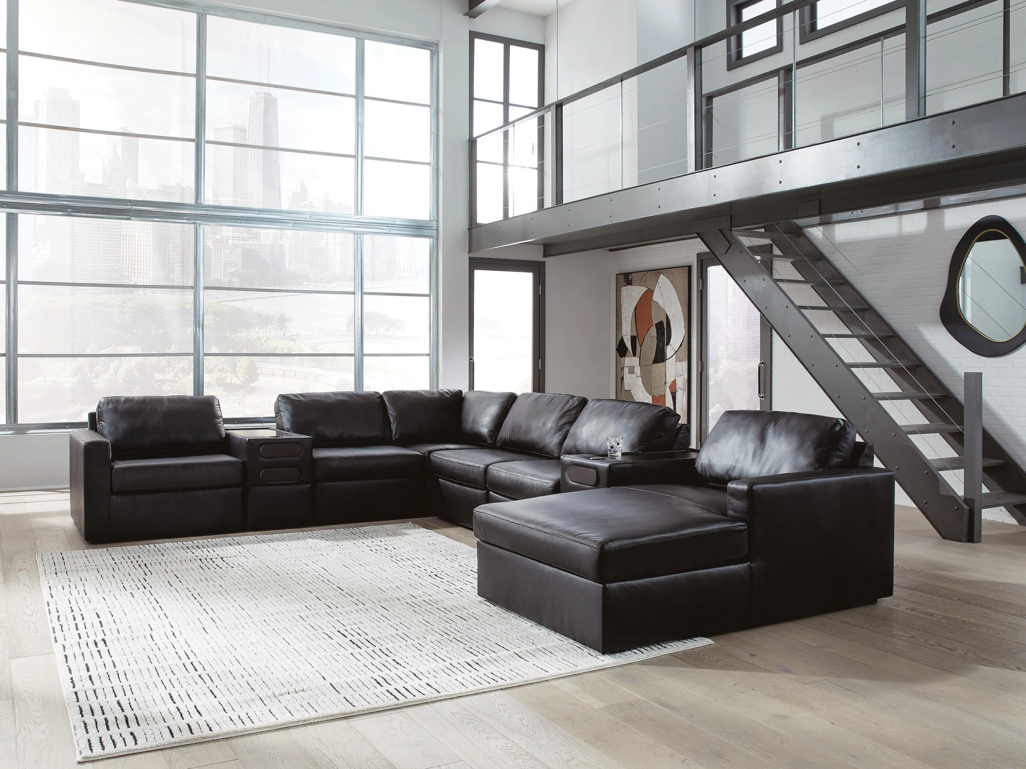 Modmax II 8-Piece Sectional with Chaise and Audio Consoles — Black — view 2