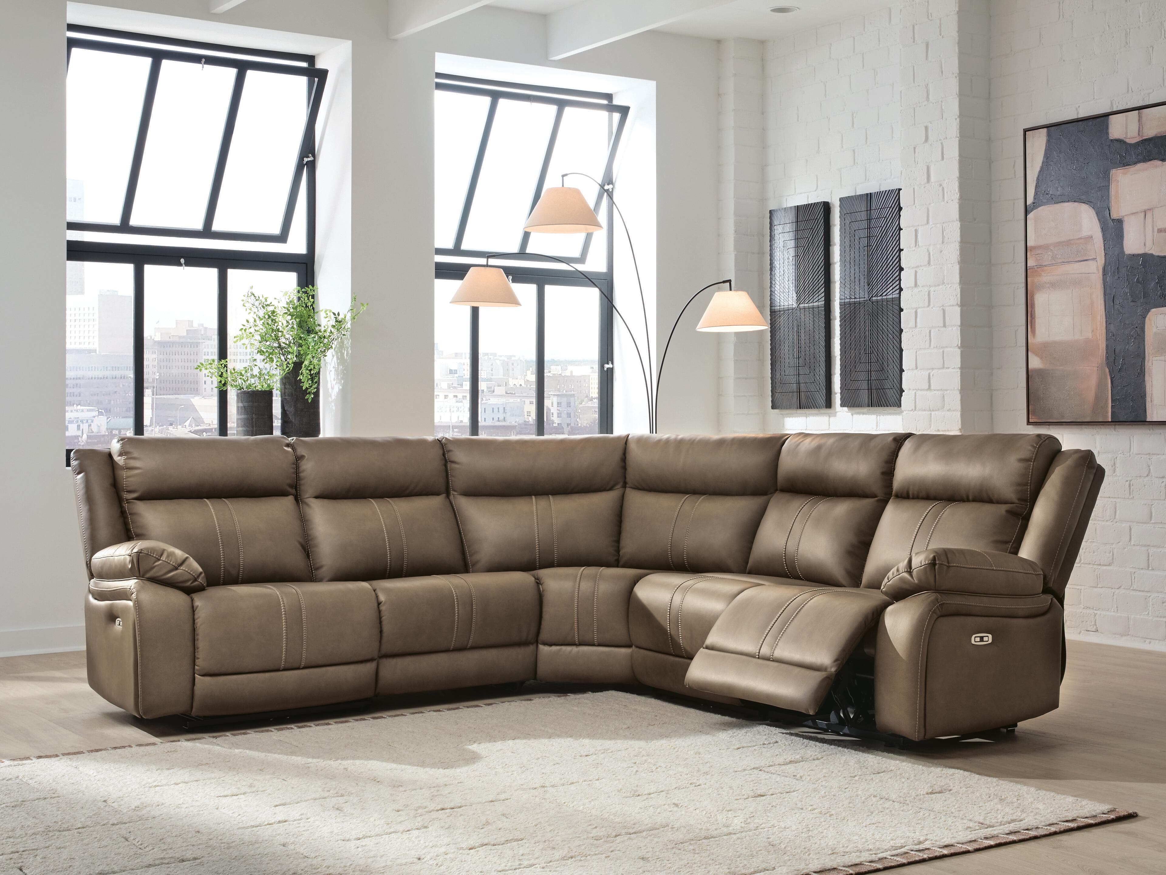 Max-Media 5-Piece Power Reclining Sectional — Biscotti — view 2