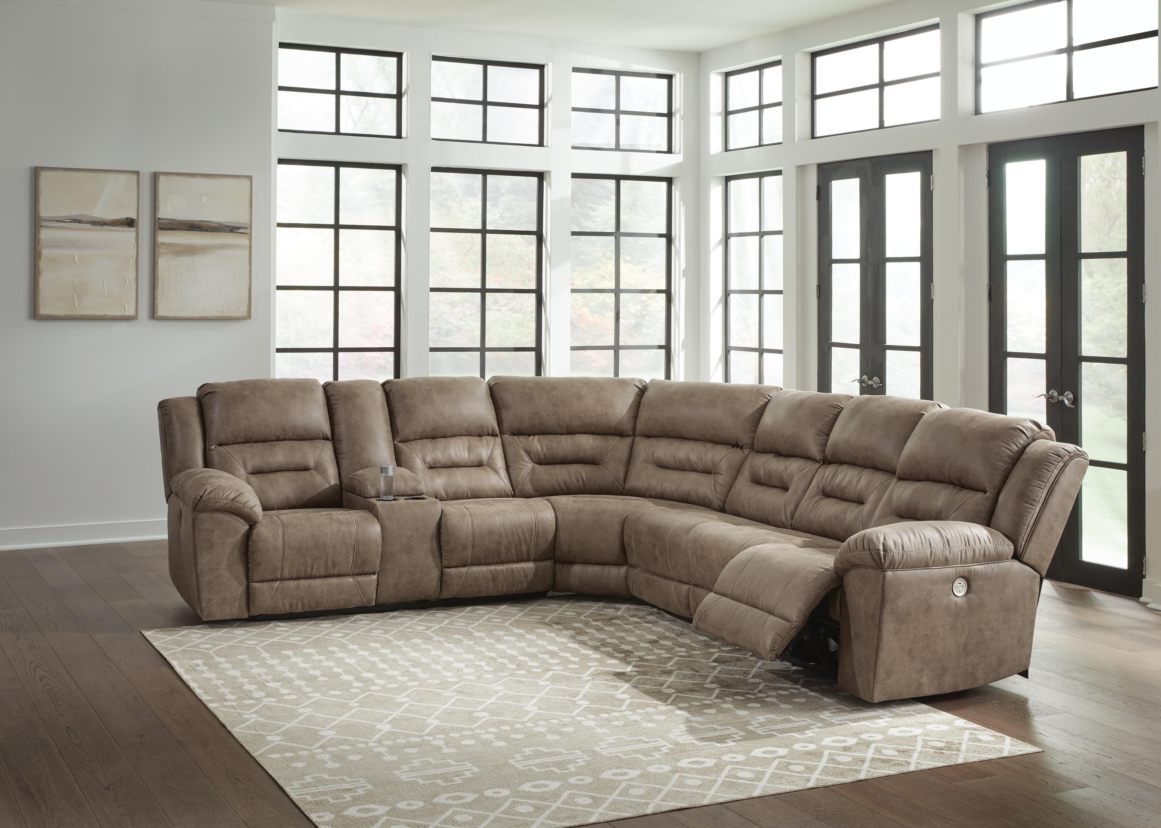 Ravenel 4-Piece Power Reclining Sectional — Brown/Beige — view 2