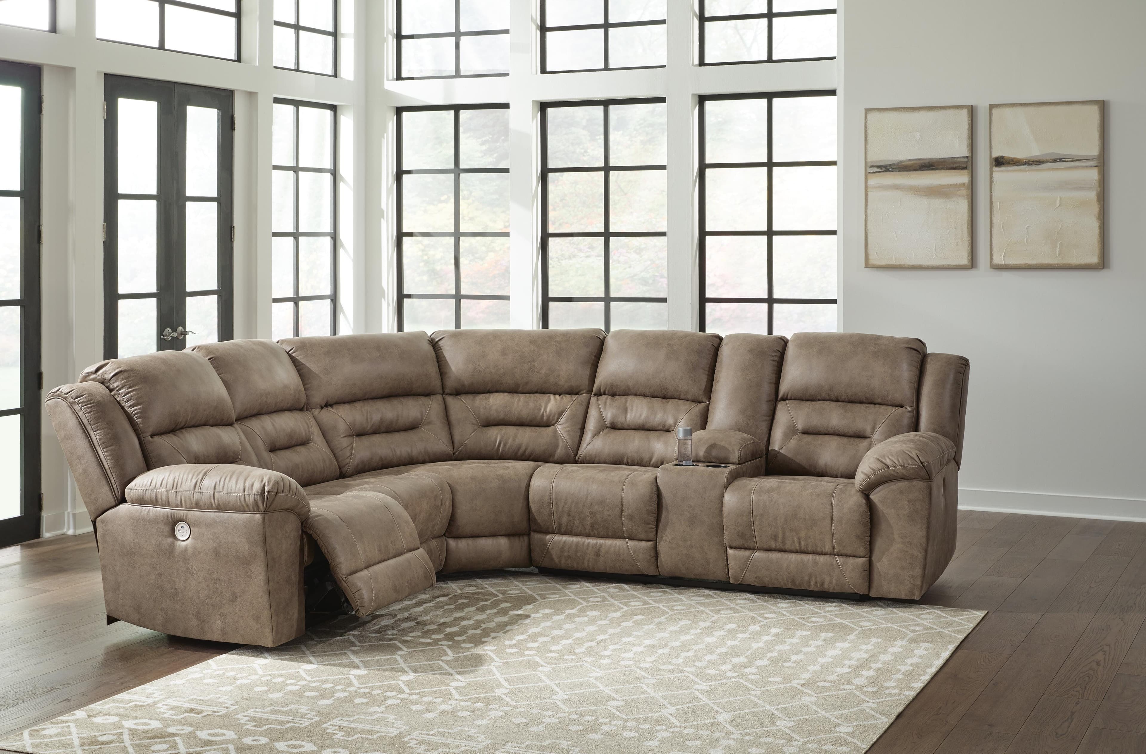 Ravenel 3-Piece Power Reclining Sectional — Brown/Beige — view 2