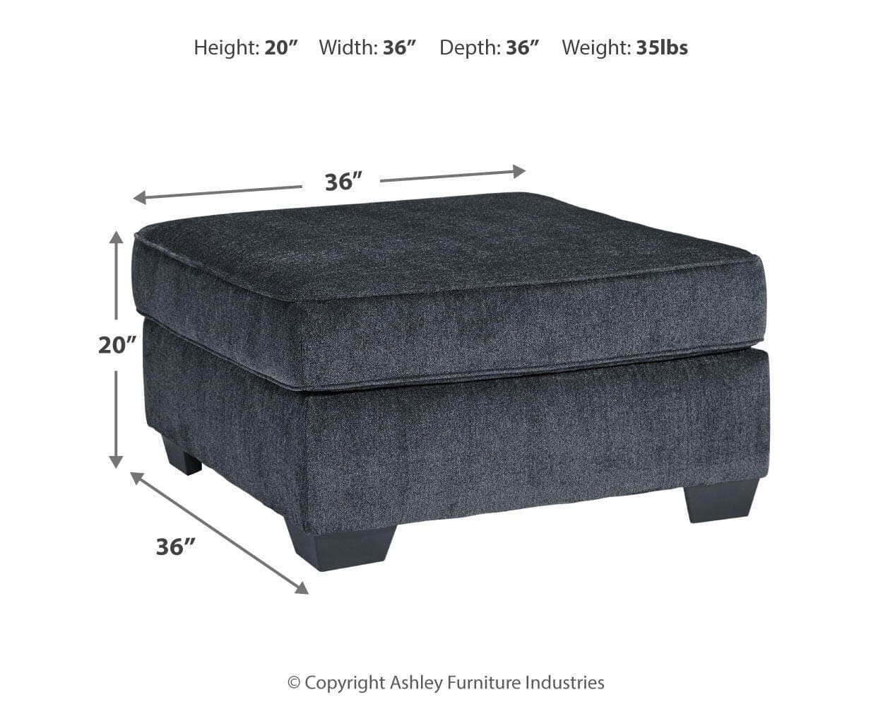 Altari Oversized Accent Ottoman — Black/Gray — view 4