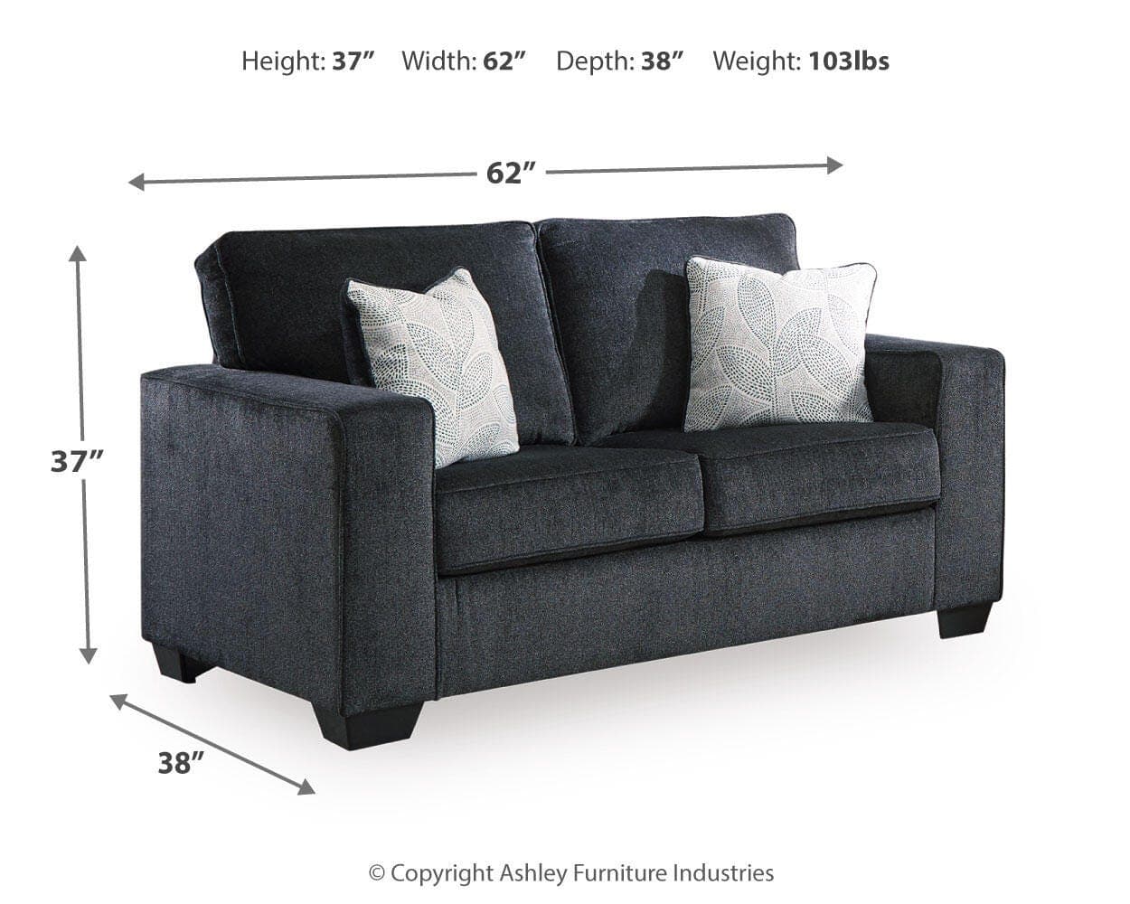 Altari Loveseat — Black/Gray — view 4