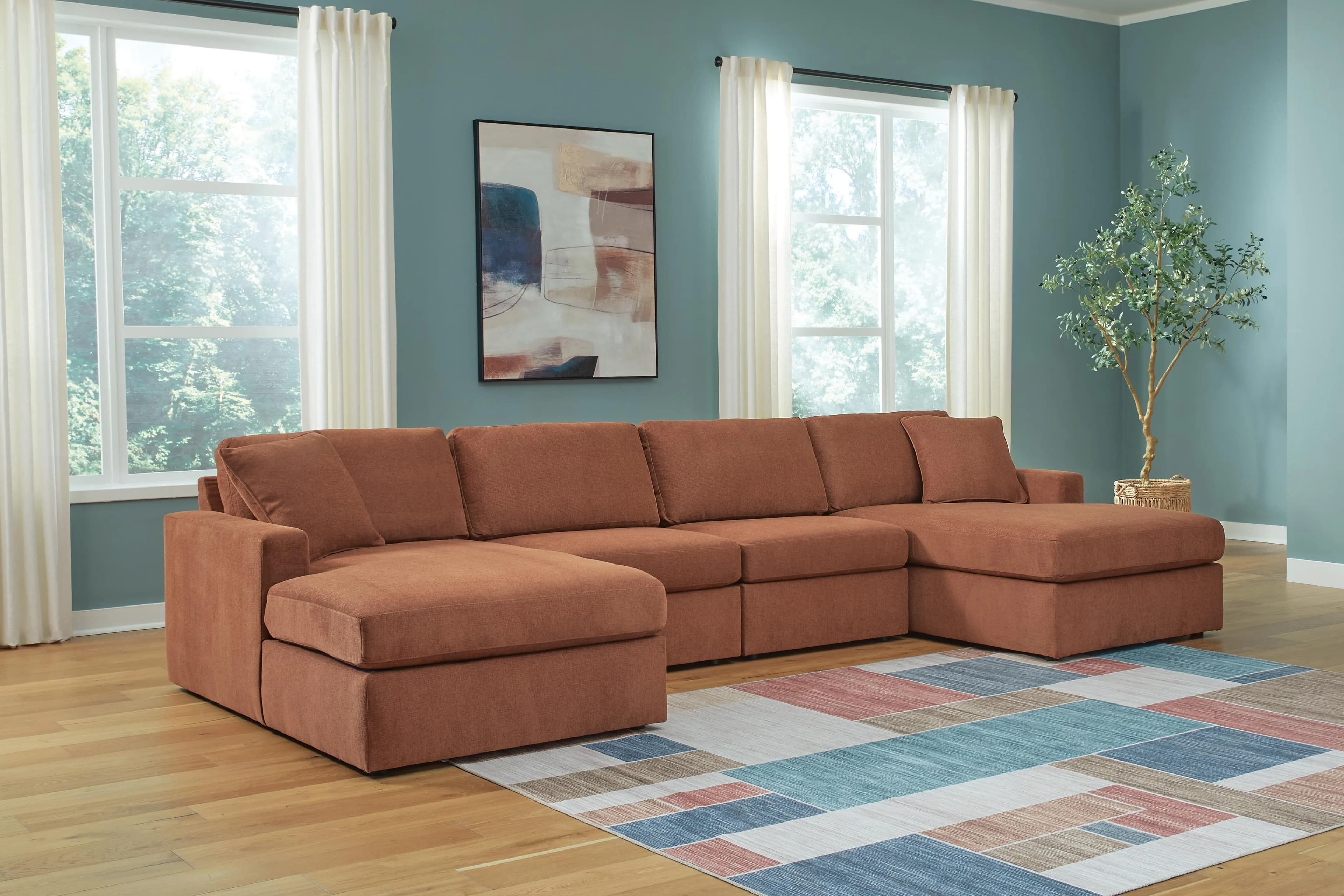 Modmax 4-Piece Sectional with Chaise — Orange — view 2