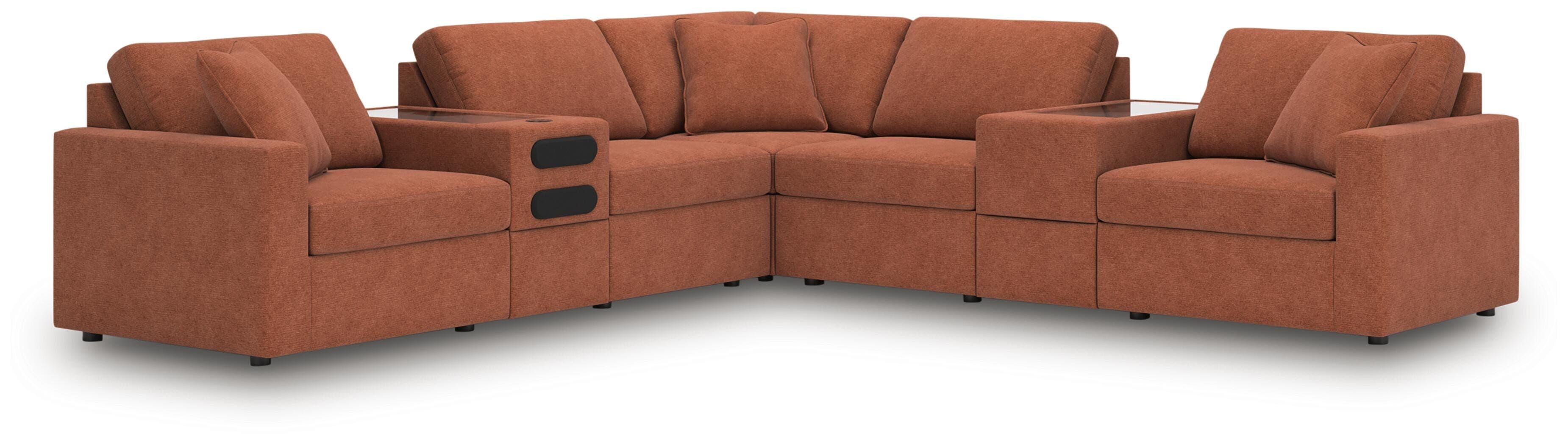 Modmax 7-Piece Balanced Sectional with Audio and Storage Consoles — Spice — Middletown Furniture, Middletown OH