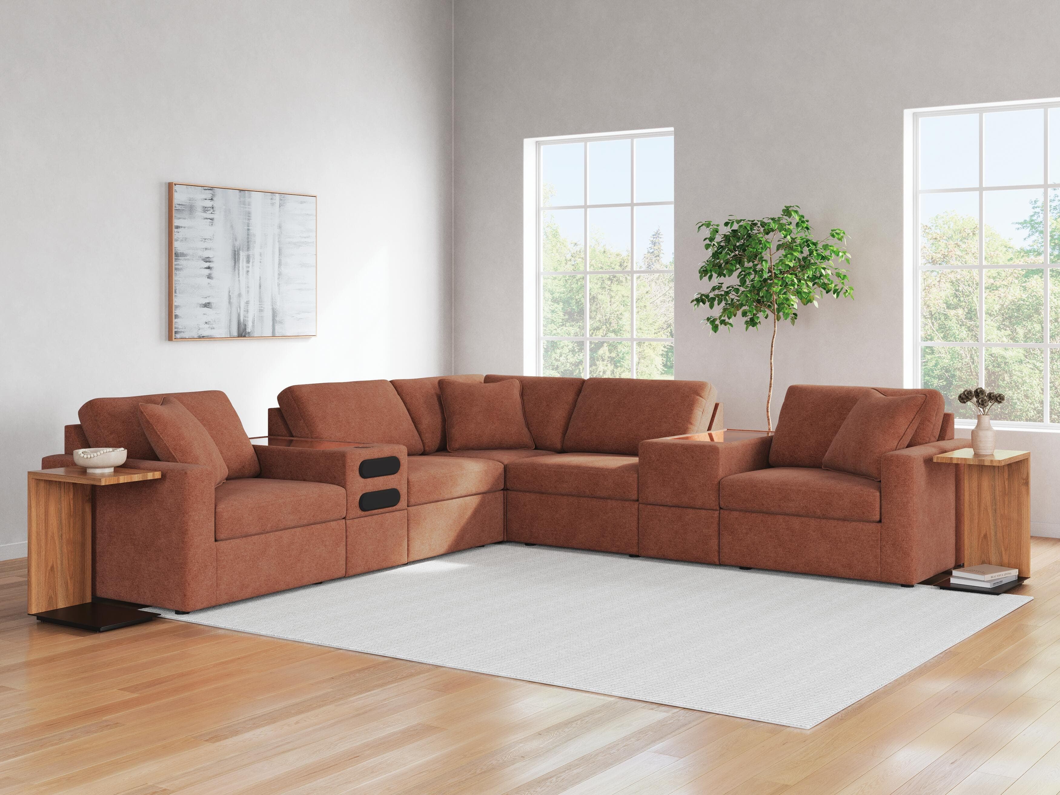 Modmax 7-Piece Balanced Sectional with Audio and Storage Consoles — Spice — view 2