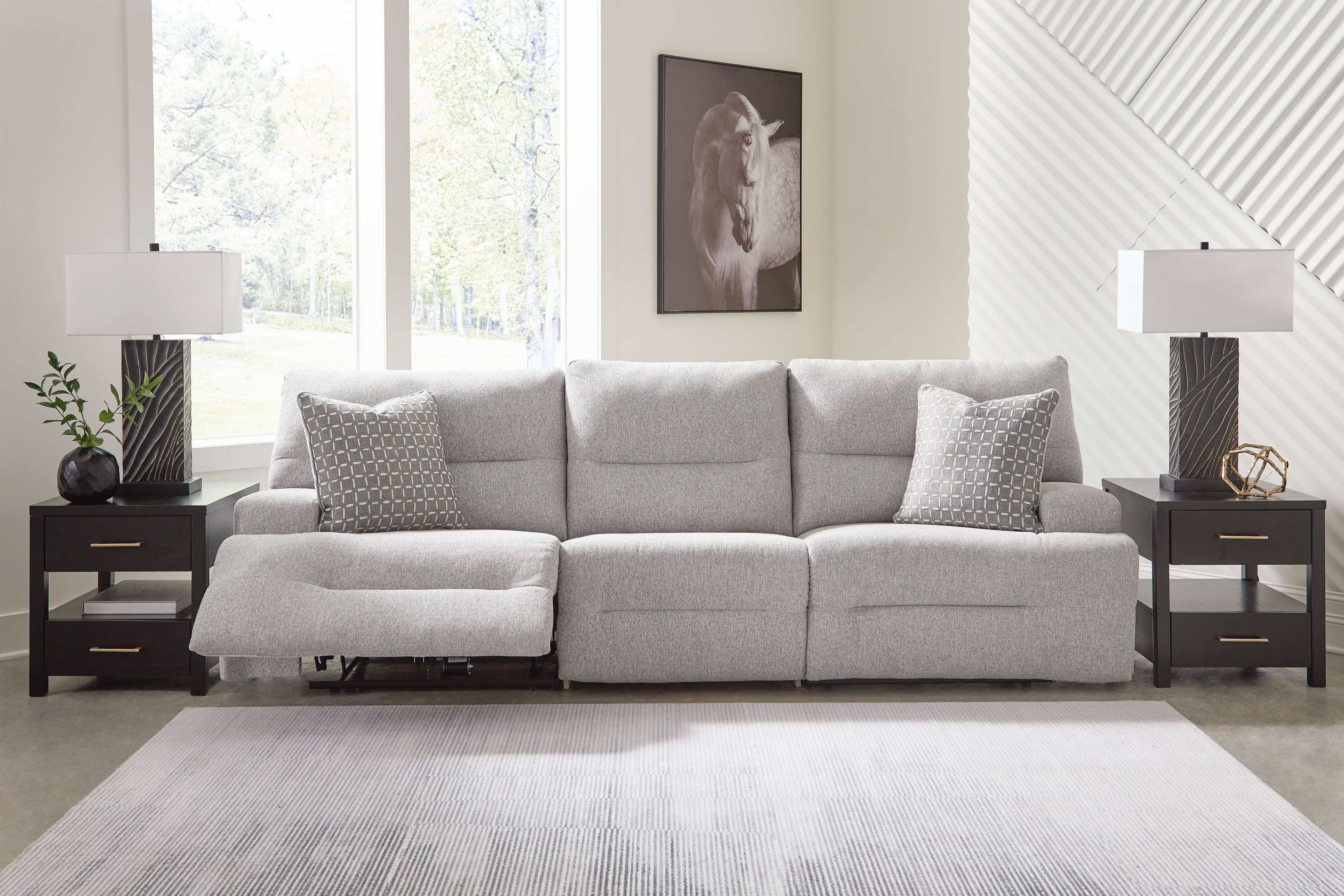 Acklen Place 3-Piece Power Reclining Sectional Sofa — Pewter — view 2