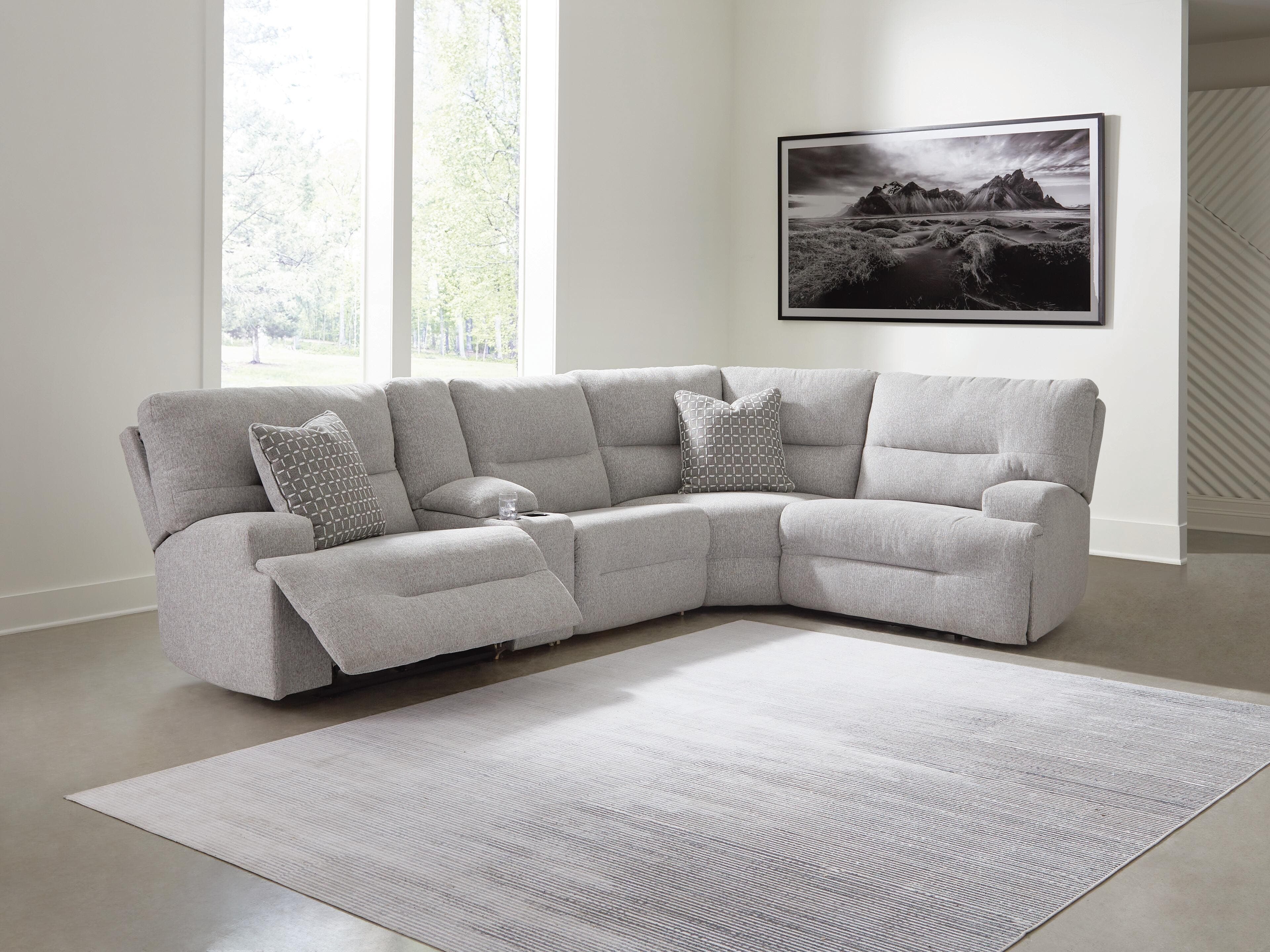Acklen Place 5-Piece Power Reclining Sectional with Storage Console — Pewter — view 2