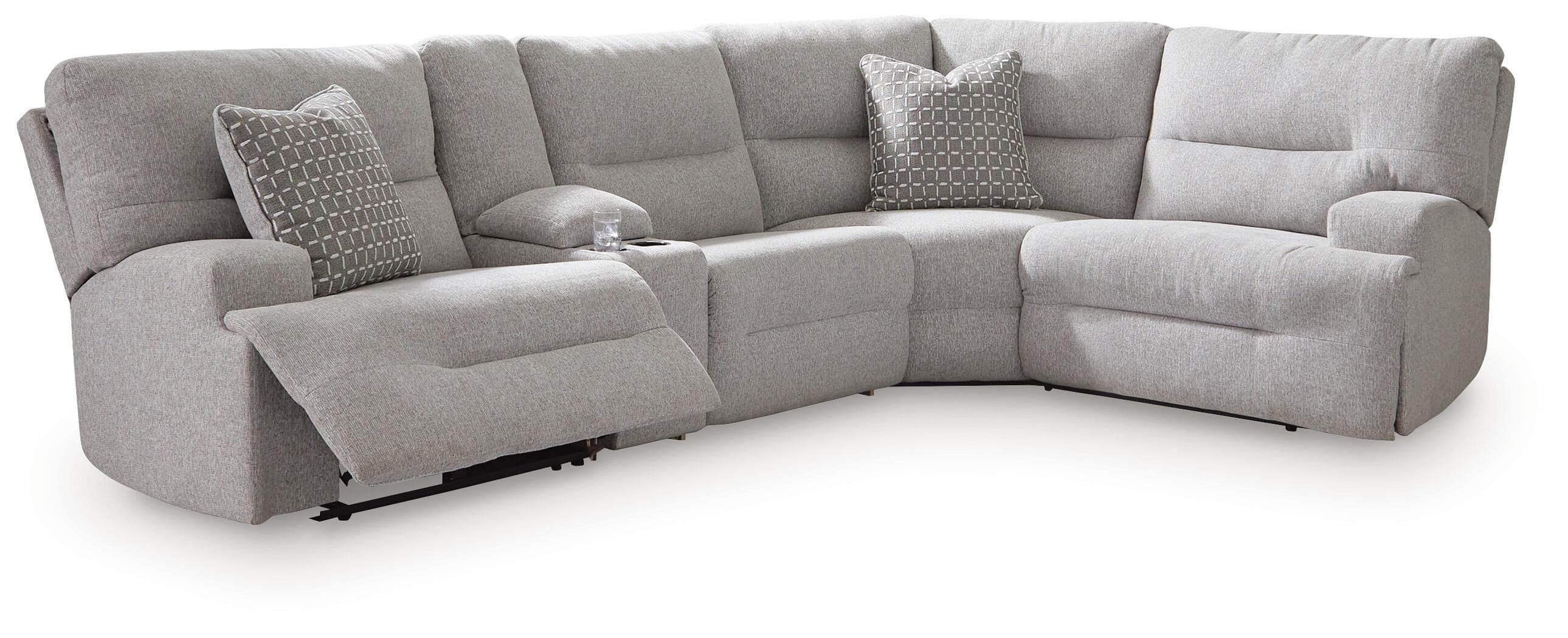 Acklen Place 5-Piece Power Reclining Sectional with Storage Console — Pewter — Middletown Furniture, Middletown OH
