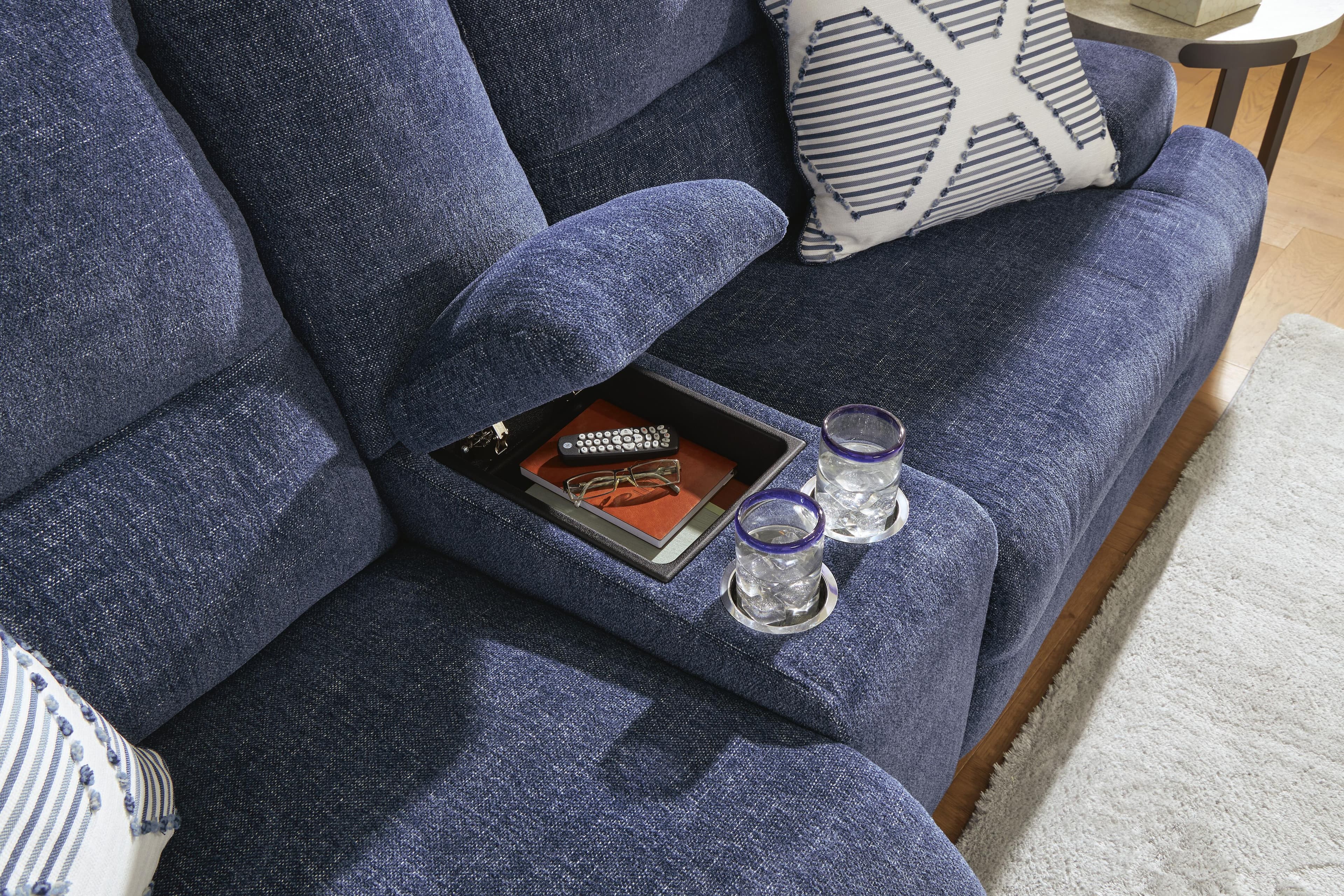 Acklen Place 3-Piece Power Reclining Sectional Sofa with Chaise — Blue — view 7