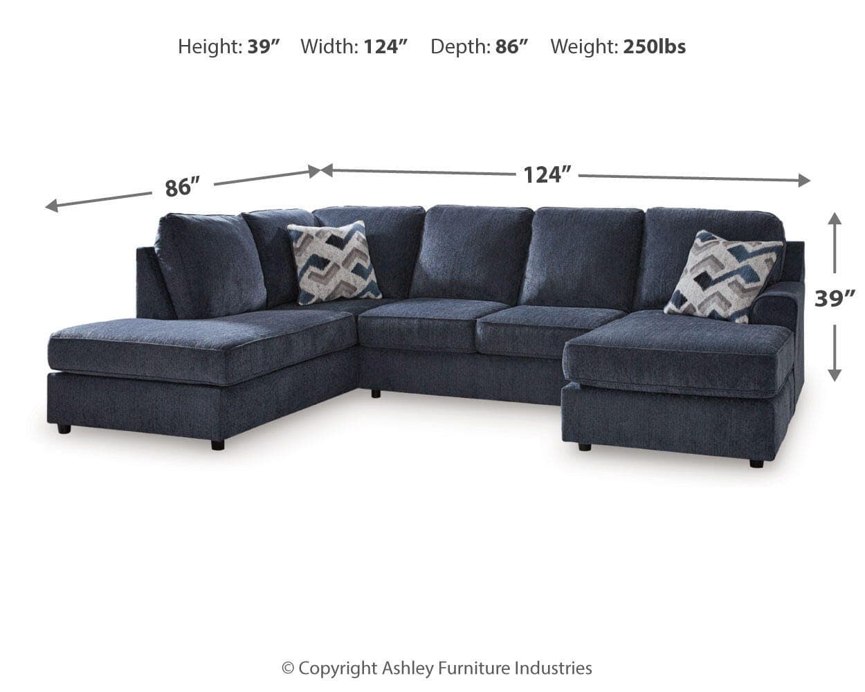 Albar Place 2-Piece Sectional — Blue — view 5