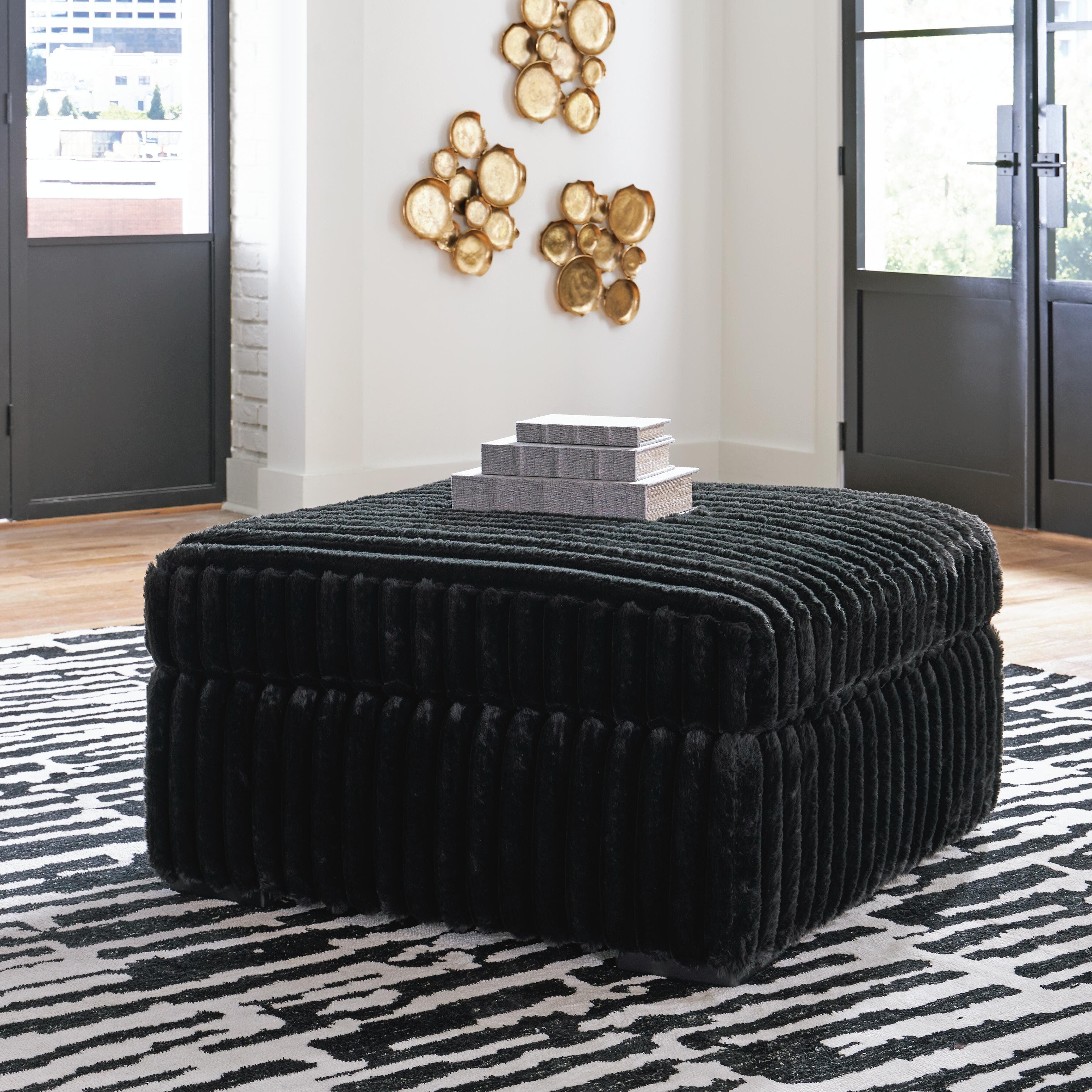 Midnight-Madness Oversized Accent Ottoman — Black/Gray — view 2