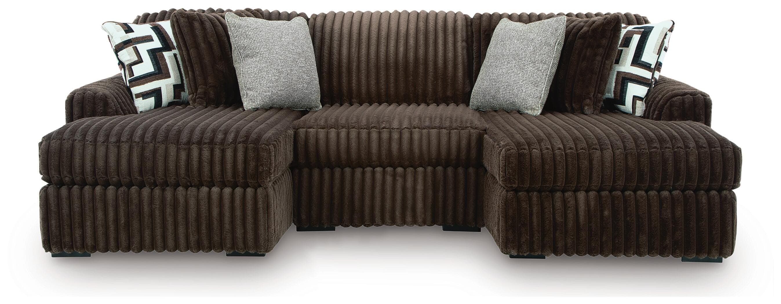 Midnight-Madness 3-Piece Double Chaise Sectional — Chocolate — Middletown Furniture, Middletown OH