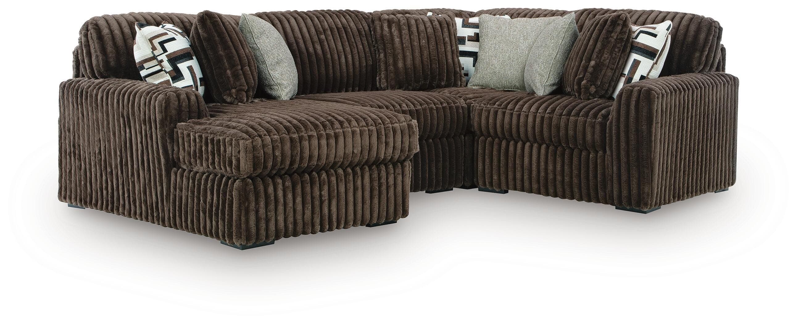 Midnight-Madness 4-Piece Sectional with Chaise — Chocolate — Middletown Furniture, Middletown OH