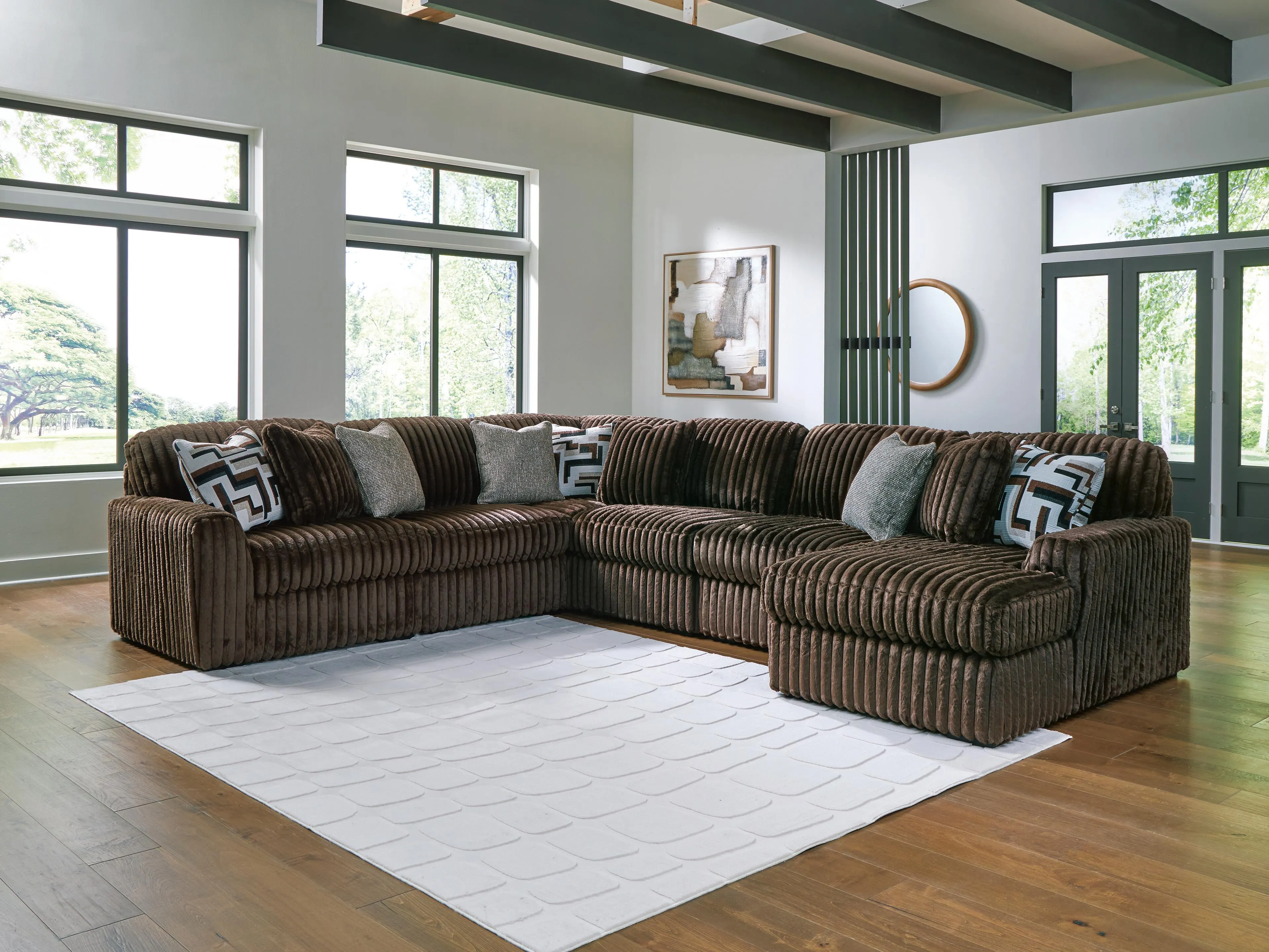 Midnight-Madness 6-Piece Sectional with Chaise — Chocolate — view 2