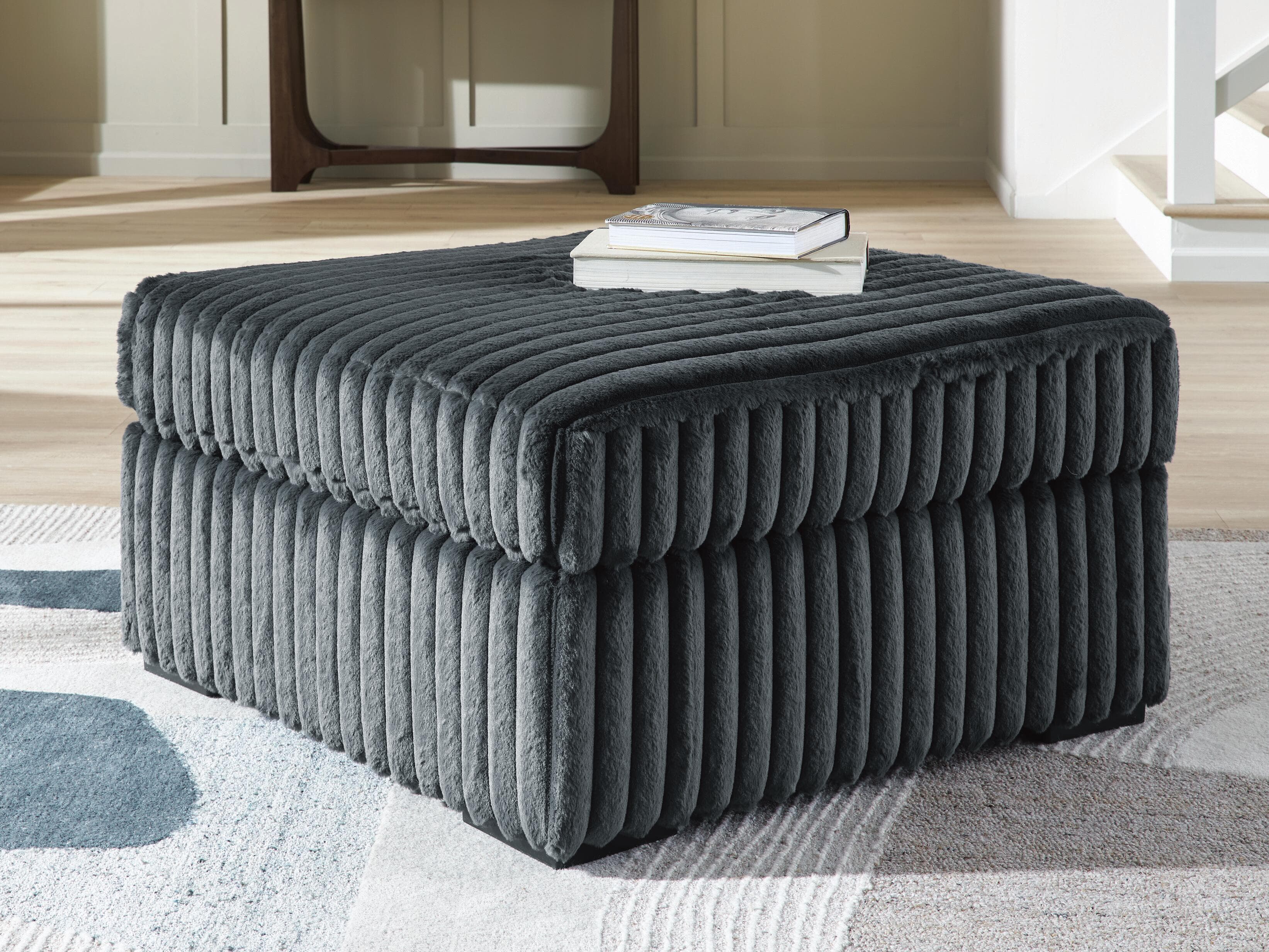 Midnight-Madness Oversized Accent Ottoman — Black/Gray — view 2