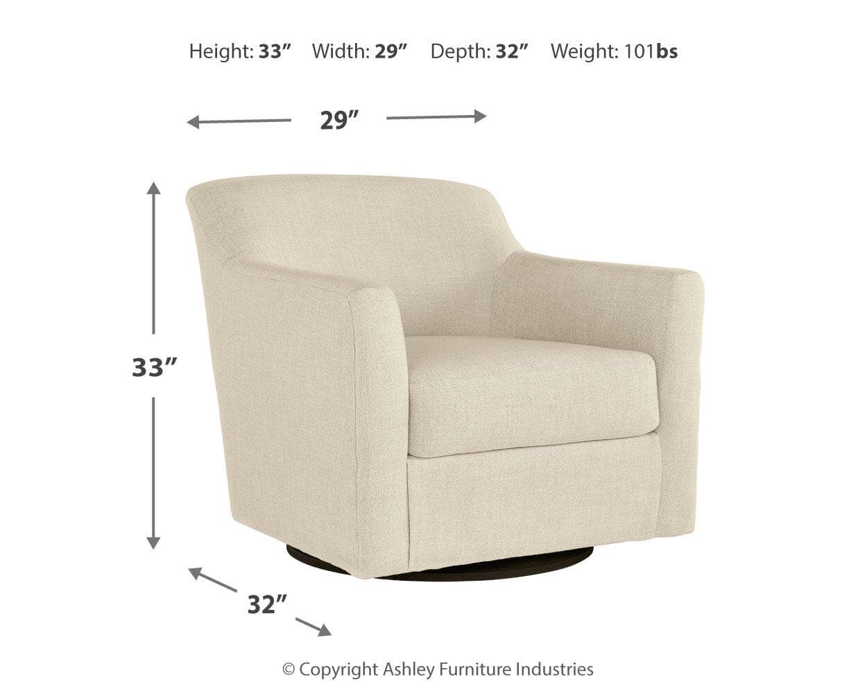 Bradney Swivel Accent Chair — Brown/Beige — view 7