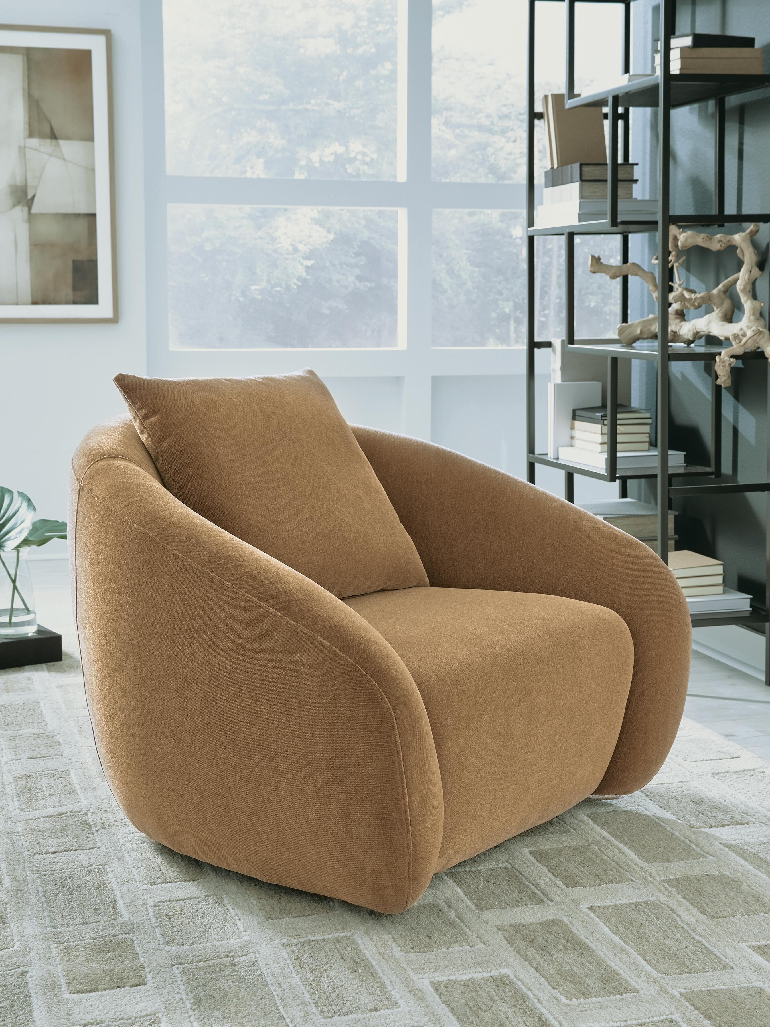 Yahya Swivel Accent Chair — Camel — view 2