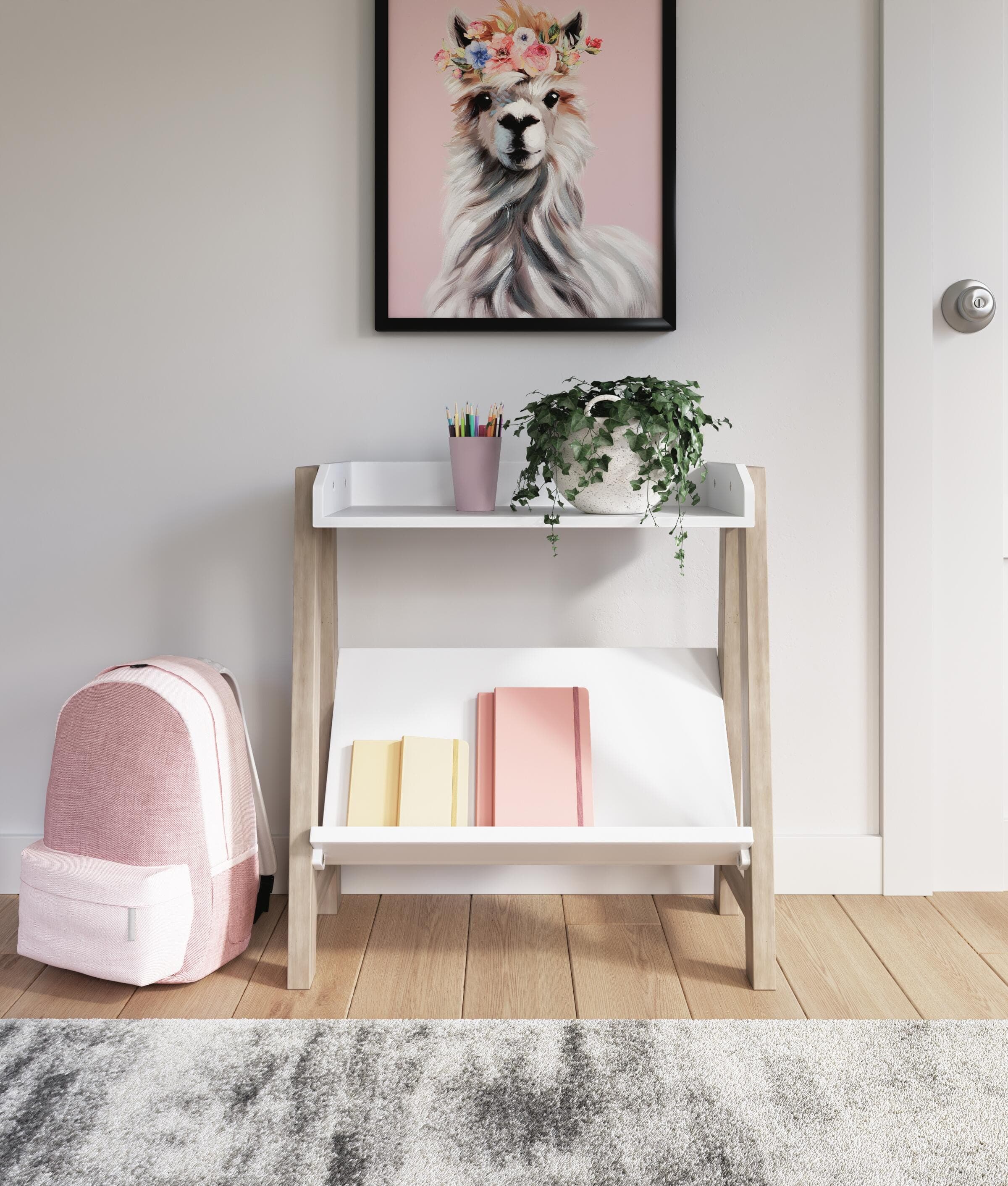 Blariden Small Bookcase — White;Brown/Beige — view 2