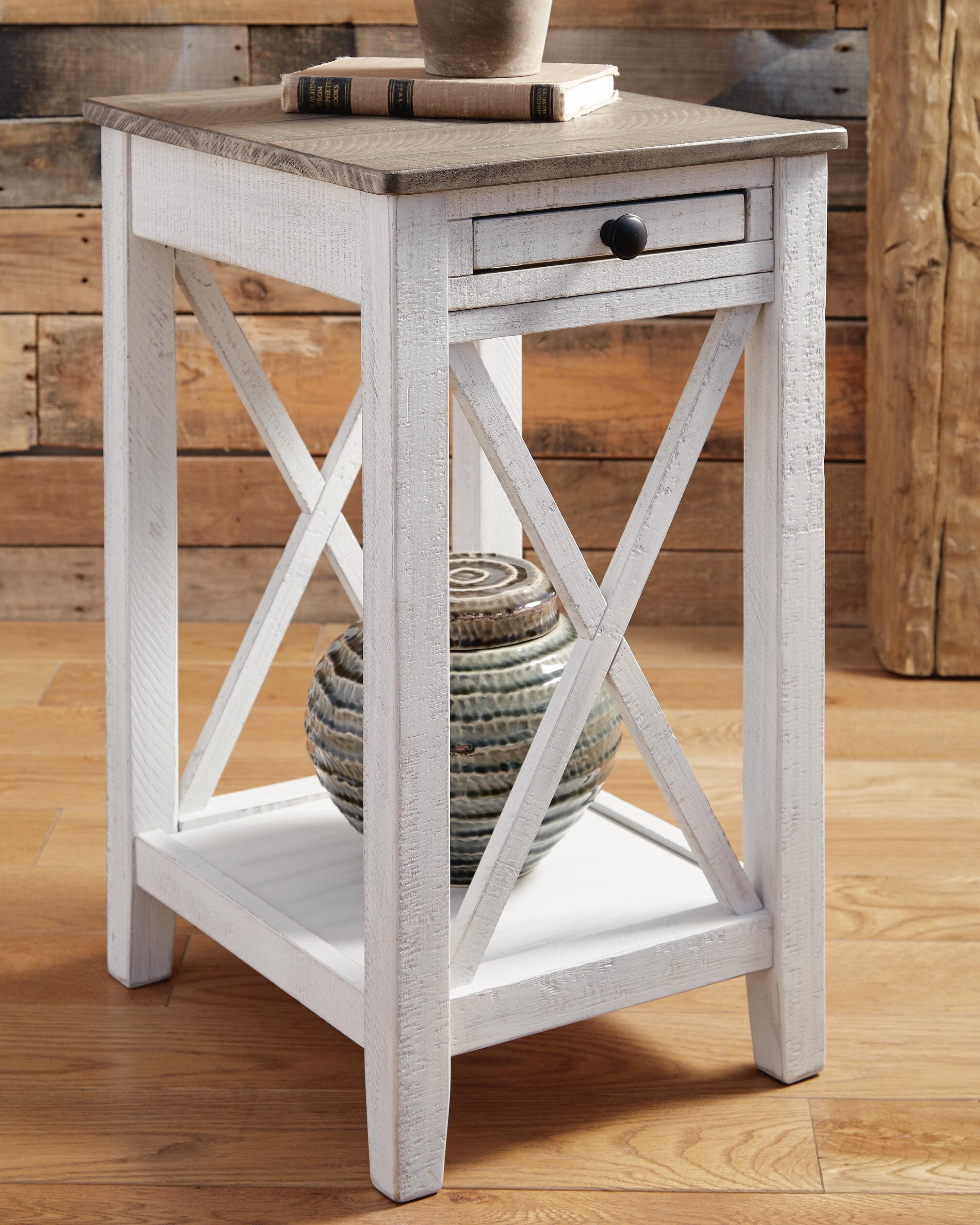 Adalane Accent Table — White;Brown/Beige — view 2